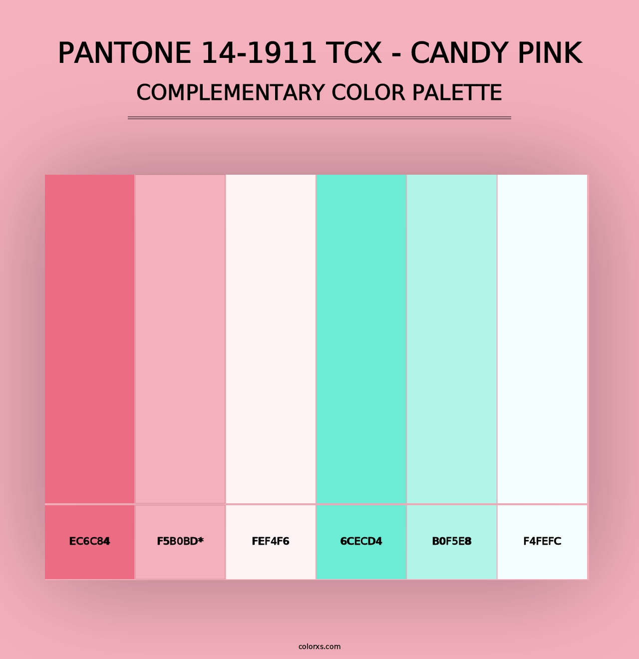 PANTONE 14-1911 TCX - Candy Pink - Complementary Color Palette