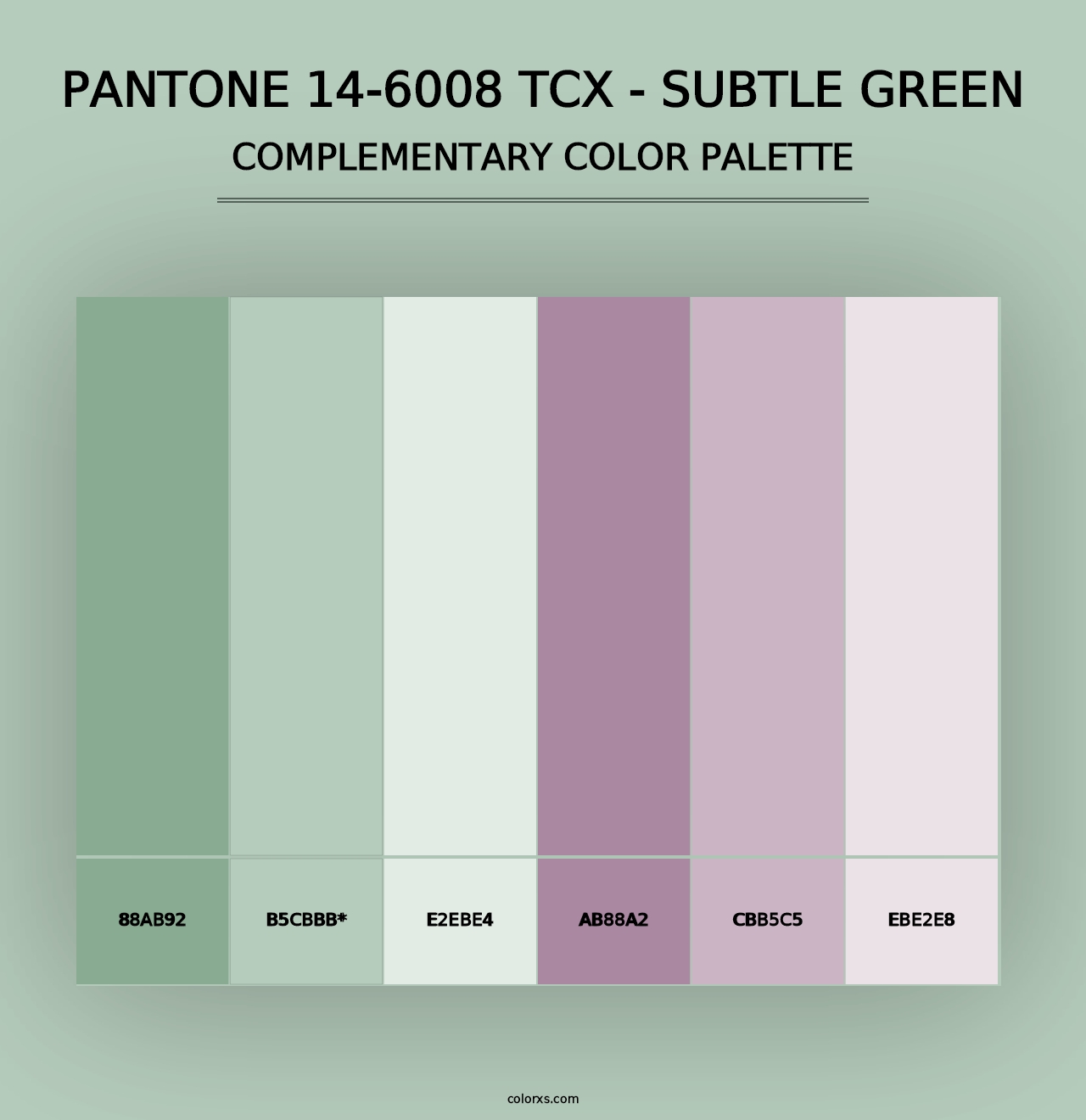 PANTONE 14-6008 TCX - Subtle Green - Complementary Color Palette