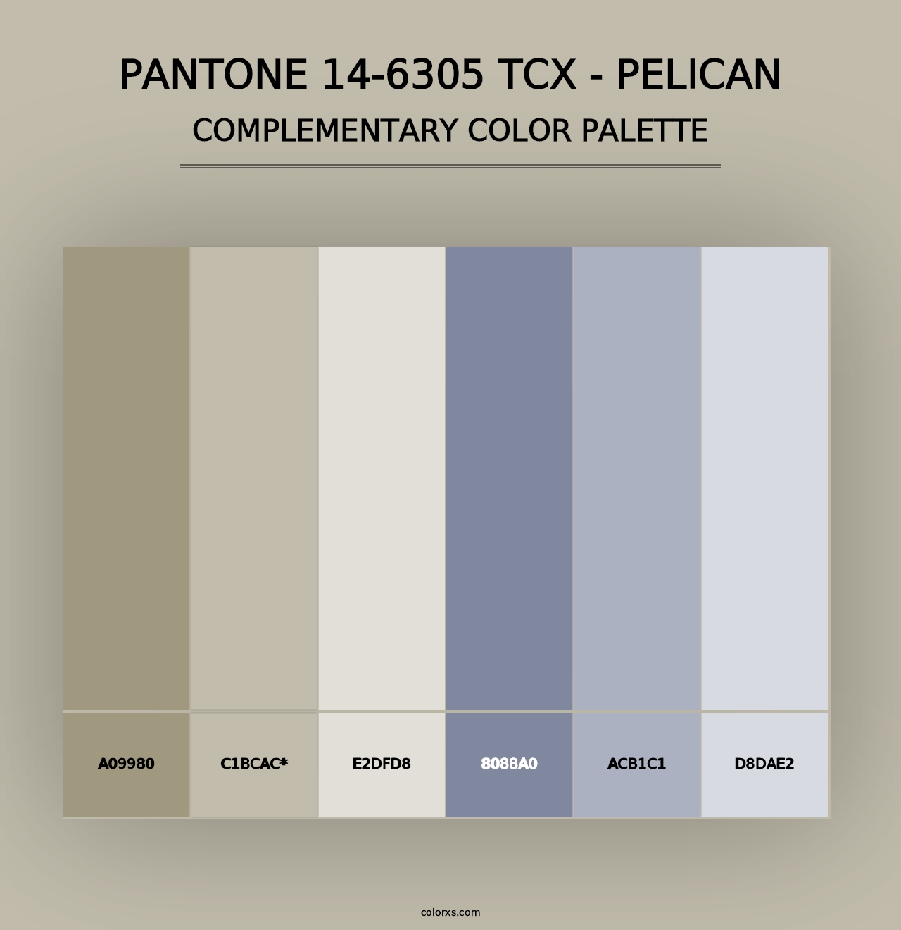 PANTONE 14-6305 TCX - Pelican - Complementary Color Palette