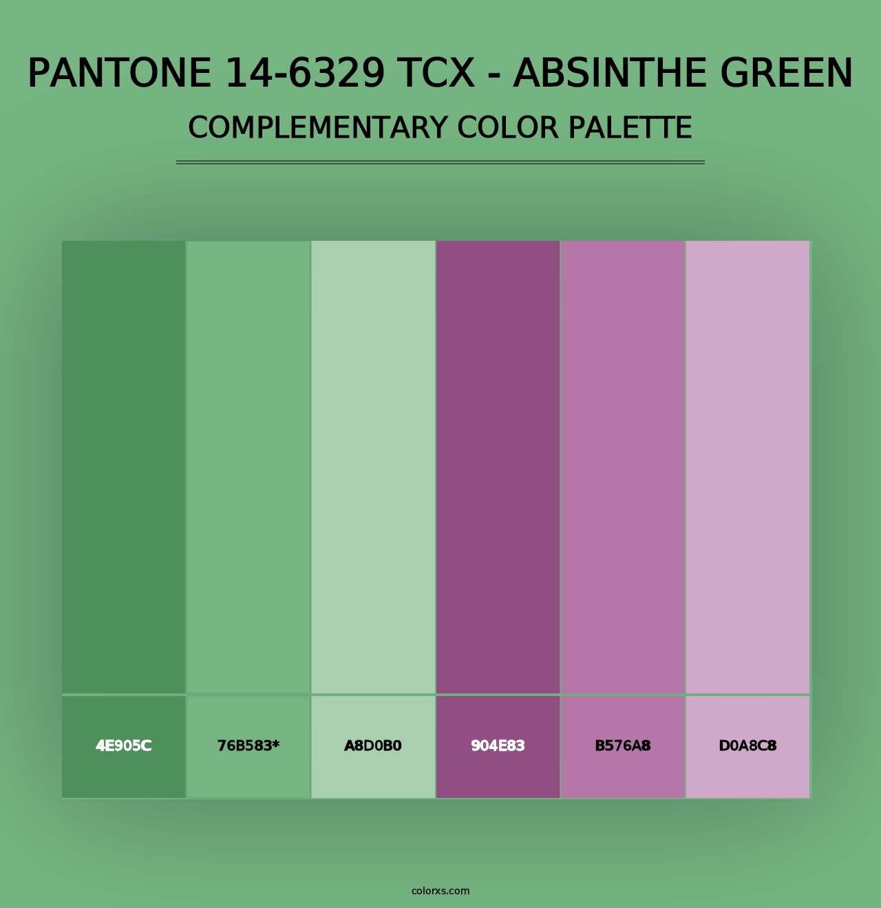 PANTONE 14-6329 TCX - Absinthe Green - Complementary Color Palette