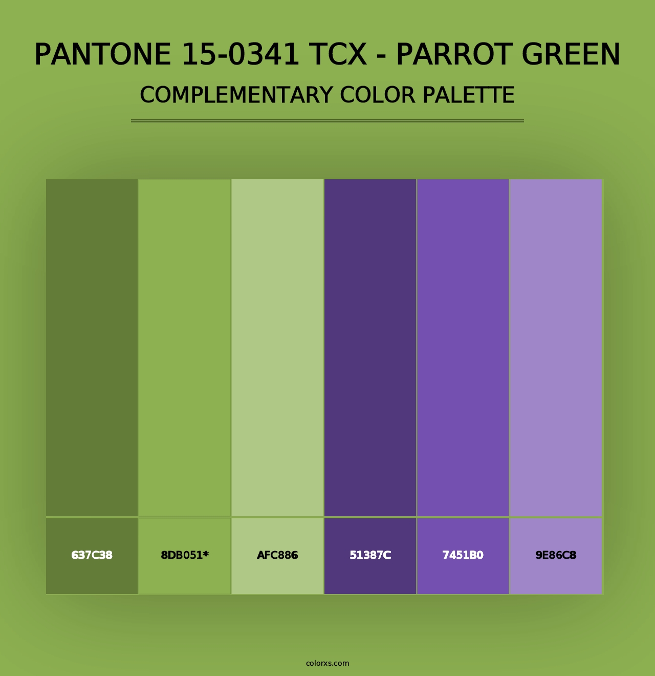 PANTONE 15-0341 TCX - Parrot Green - Complementary Color Palette