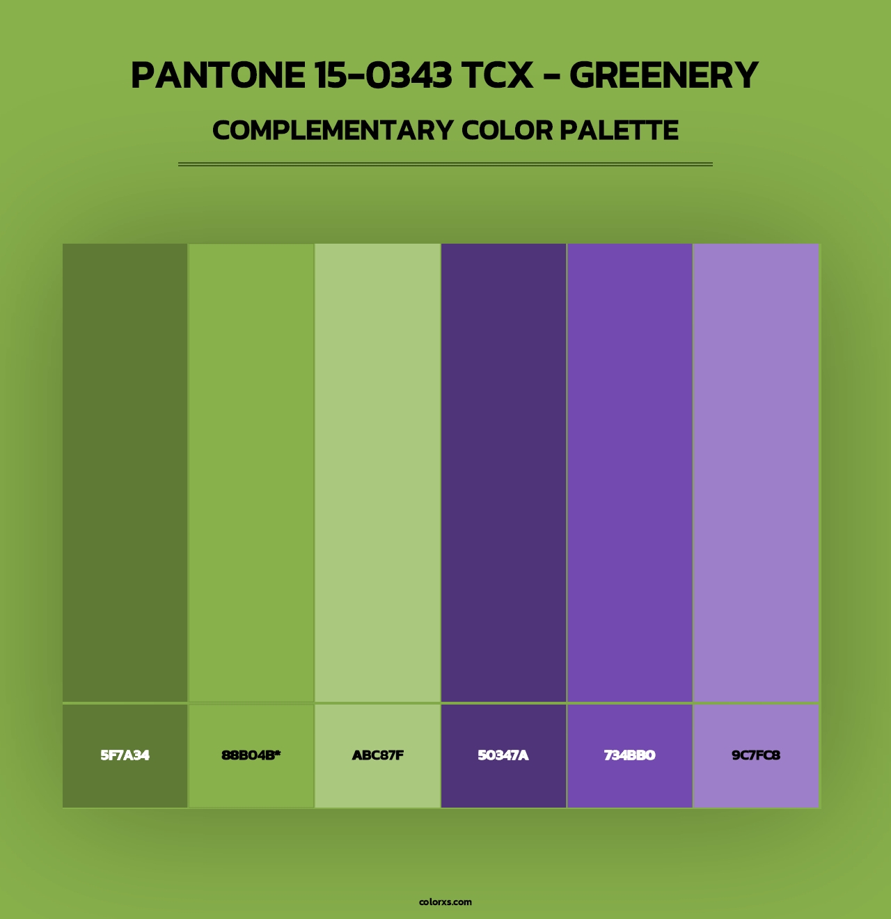 PANTONE 15-0343 TCX - Greenery - Complementary Color Palette