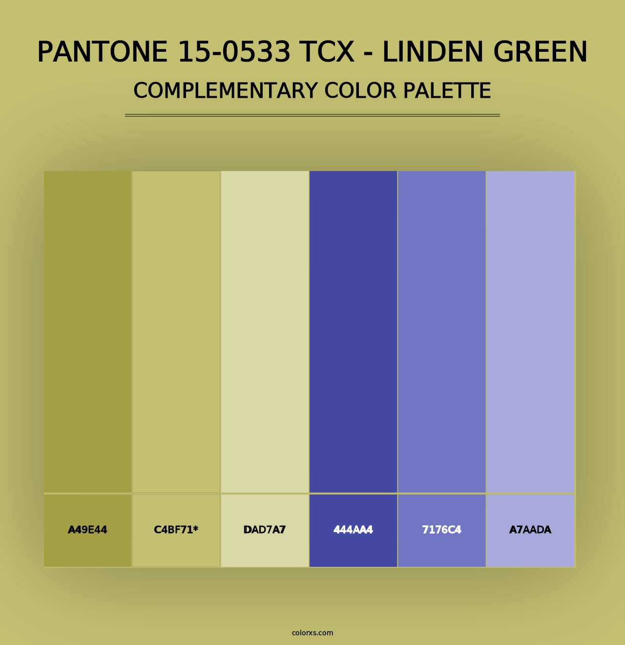 PANTONE 15-0533 TCX - Linden Green - Complementary Color Palette