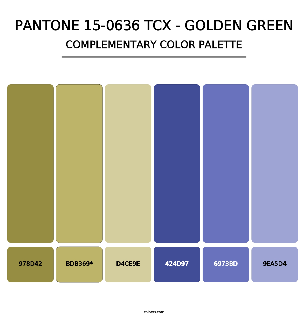 PANTONE 15-0636 TCX - Golden Green - Complementary Color Palette