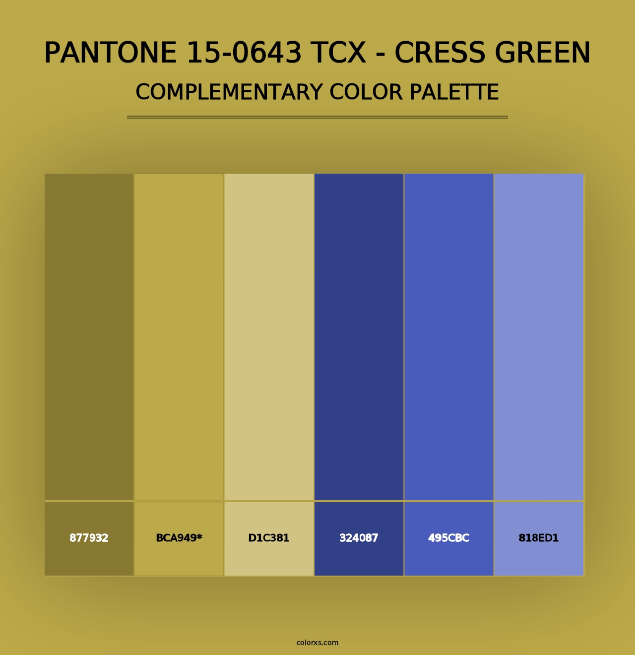 PANTONE 15-0643 TCX - Cress Green - Complementary Color Palette