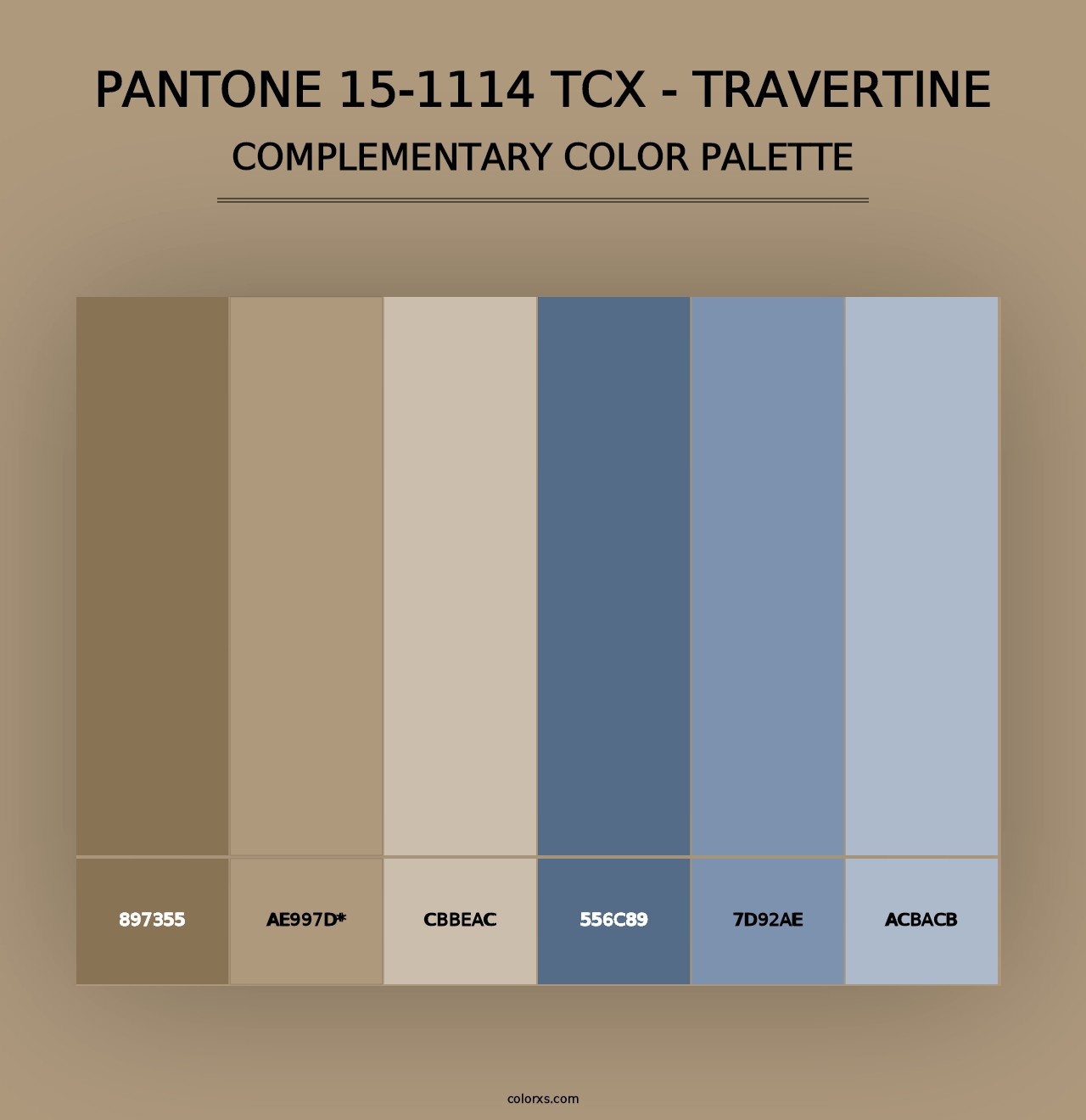 PANTONE 15-1114 TCX - Travertine - Complementary Color Palette