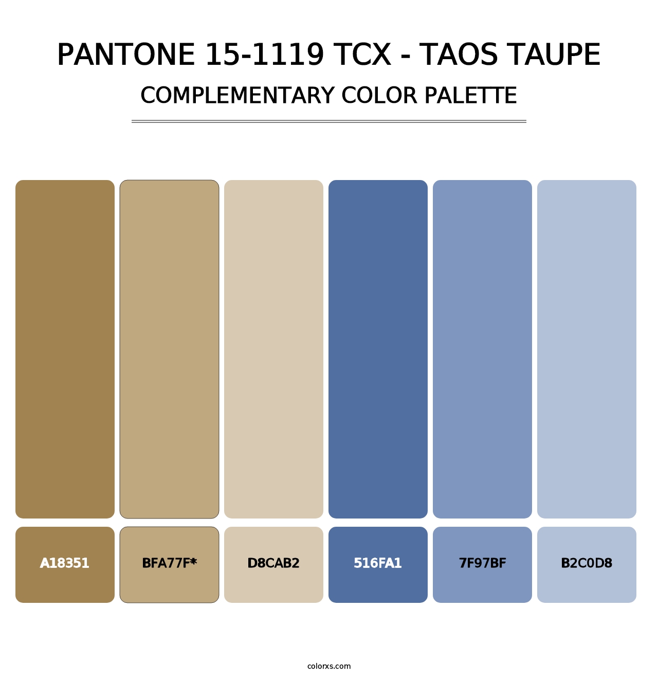 PANTONE 15-1119 TCX - Taos Taupe - Complementary Color Palette