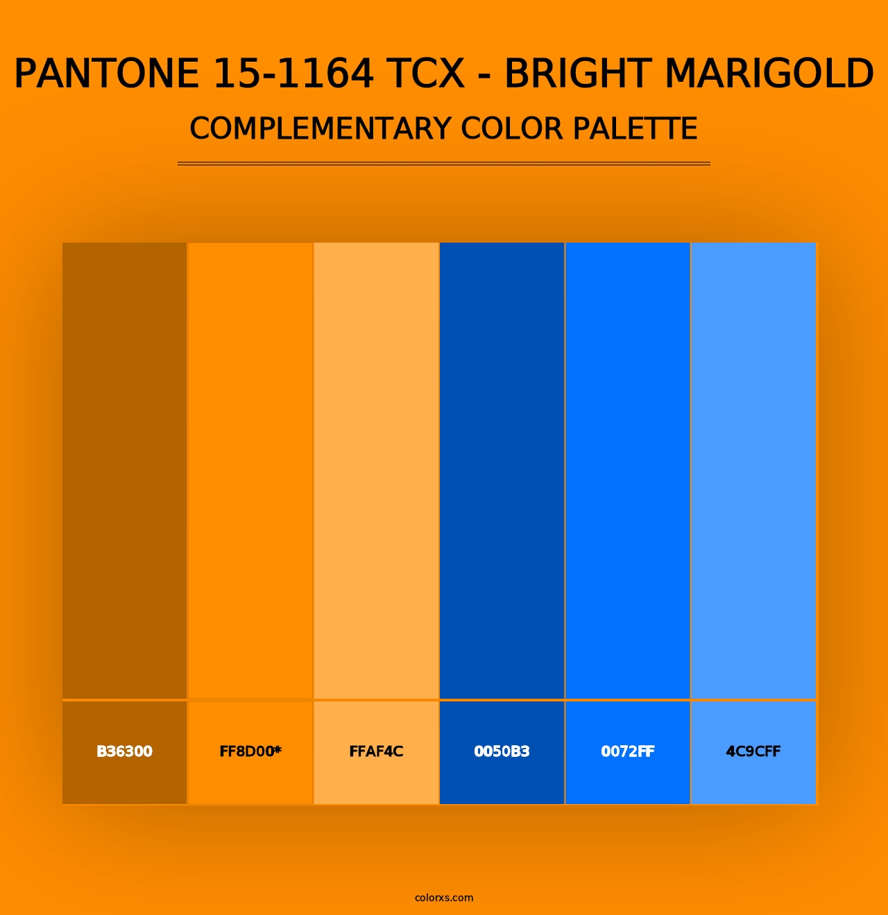 PANTONE 15-1164 TCX - Bright Marigold - Complementary Color Palette