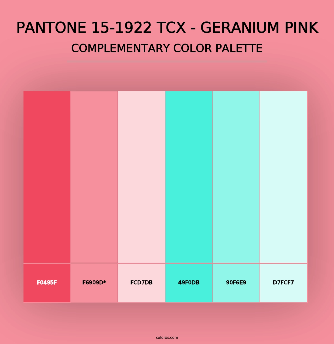 PANTONE 15-1922 TCX - Geranium Pink - Complementary Color Palette