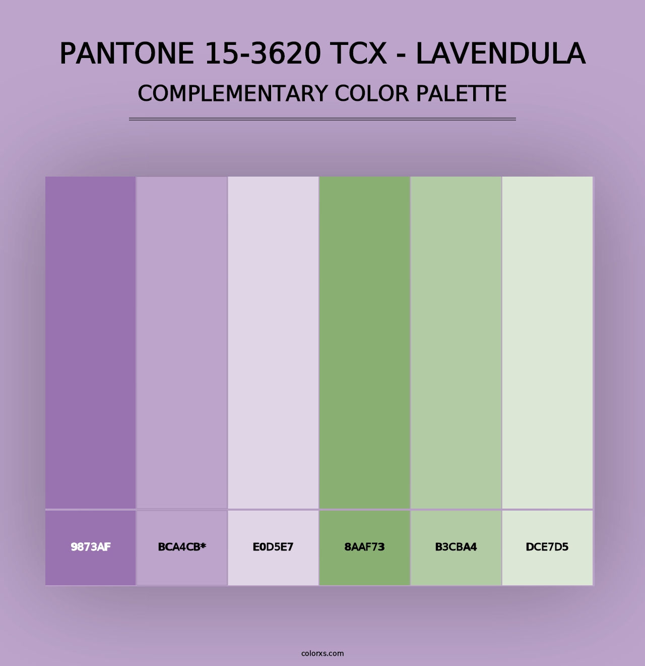 PANTONE 15-3620 TCX - Lavendula - Complementary Color Palette