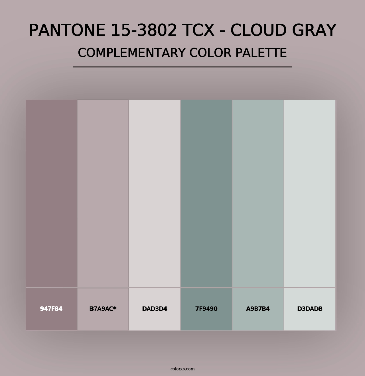 PANTONE 15-3802 TCX - Cloud Gray - Complementary Color Palette