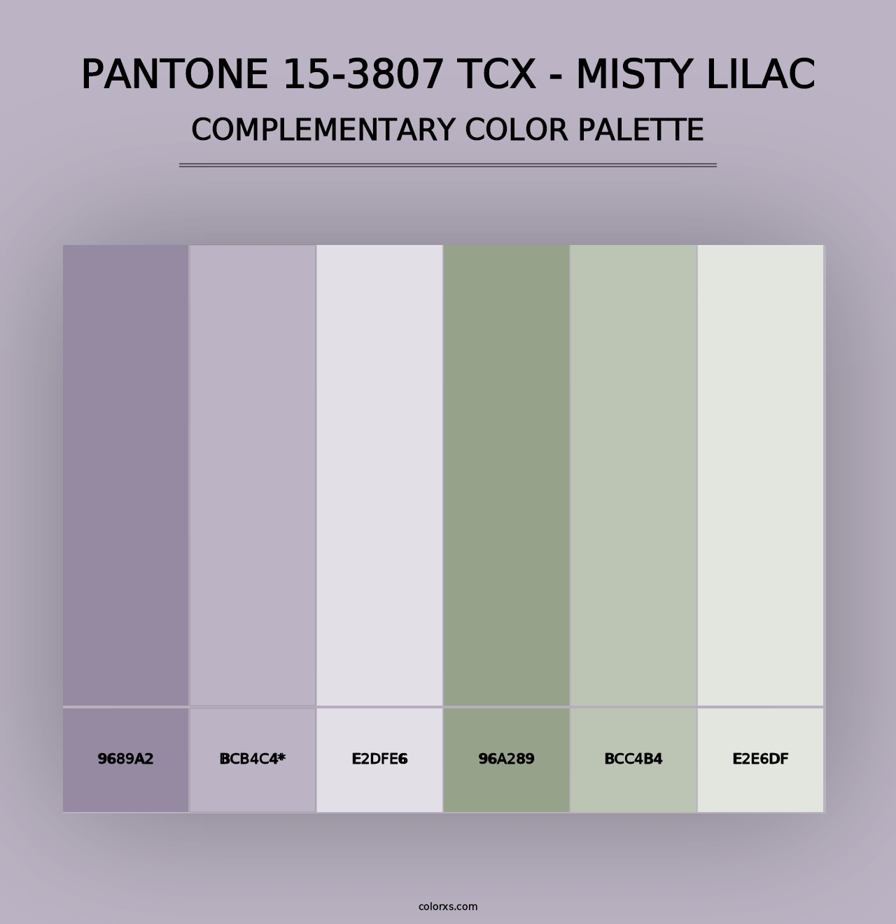 PANTONE 15-3807 TCX - Misty Lilac - Complementary Color Palette