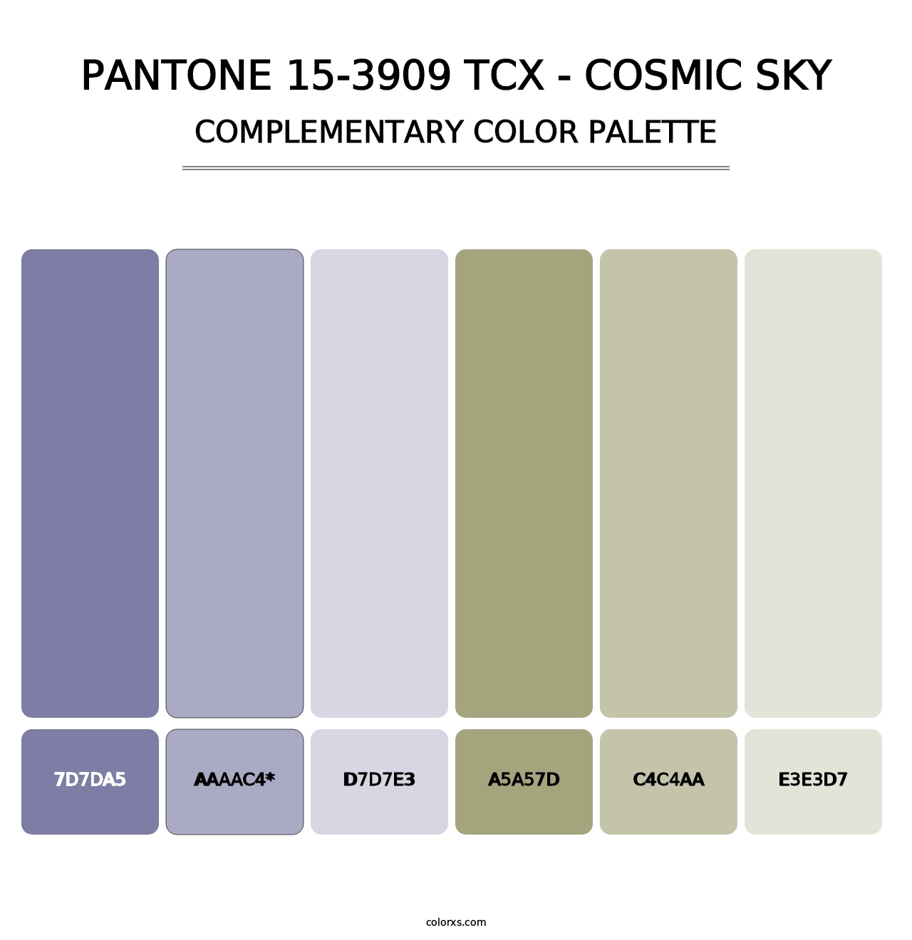 PANTONE 15-3909 TCX - Cosmic Sky - Complementary Color Palette