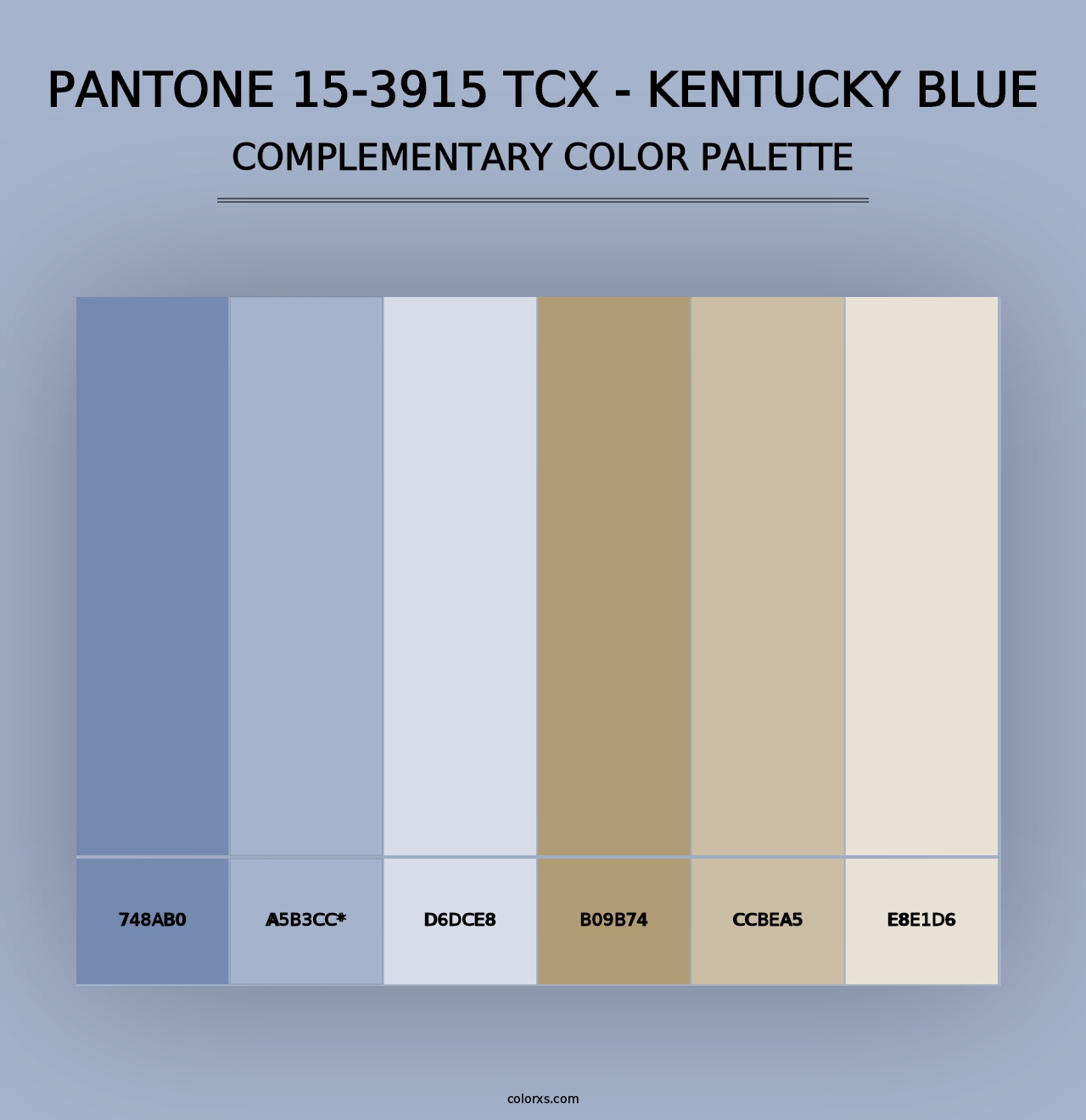 PANTONE 15-3915 TCX - Kentucky Blue - Complementary Color Palette