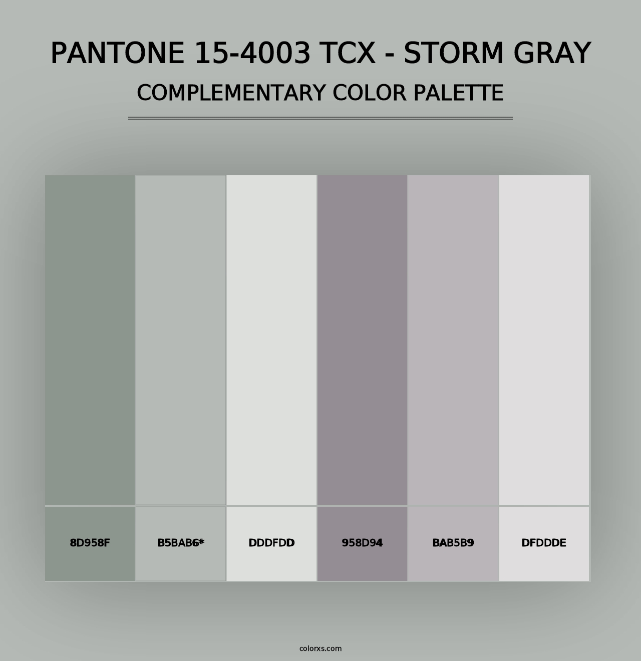 PANTONE 15-4003 TCX - Storm Gray - Complementary Color Palette