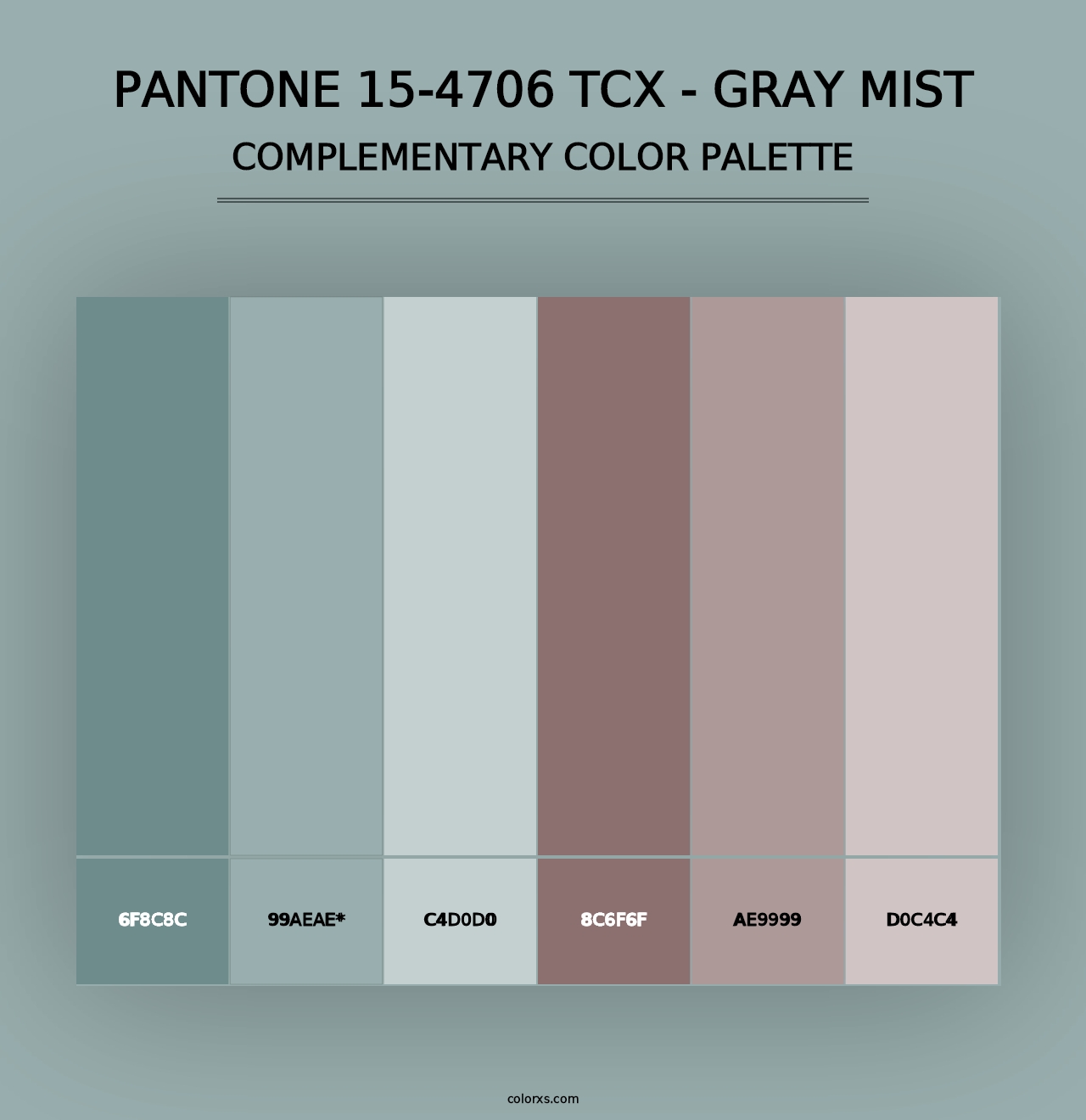 PANTONE 15-4706 TCX - Gray Mist - Complementary Color Palette