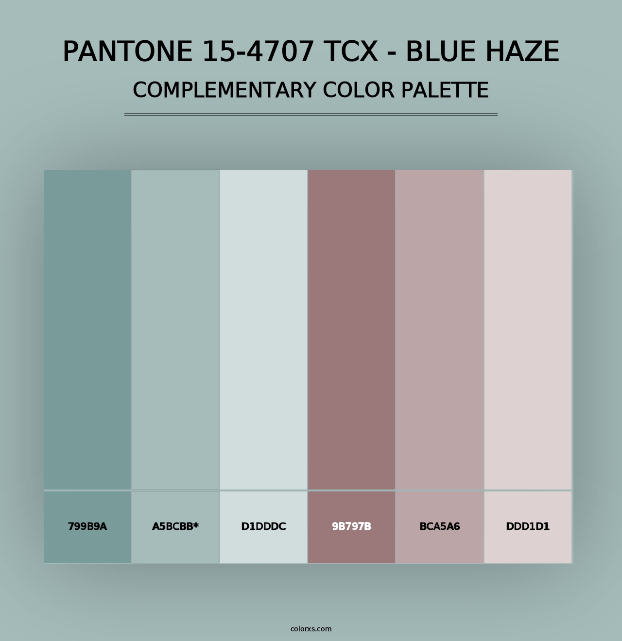 PANTONE 15-4707 TCX - Blue Haze - Complementary Color Palette