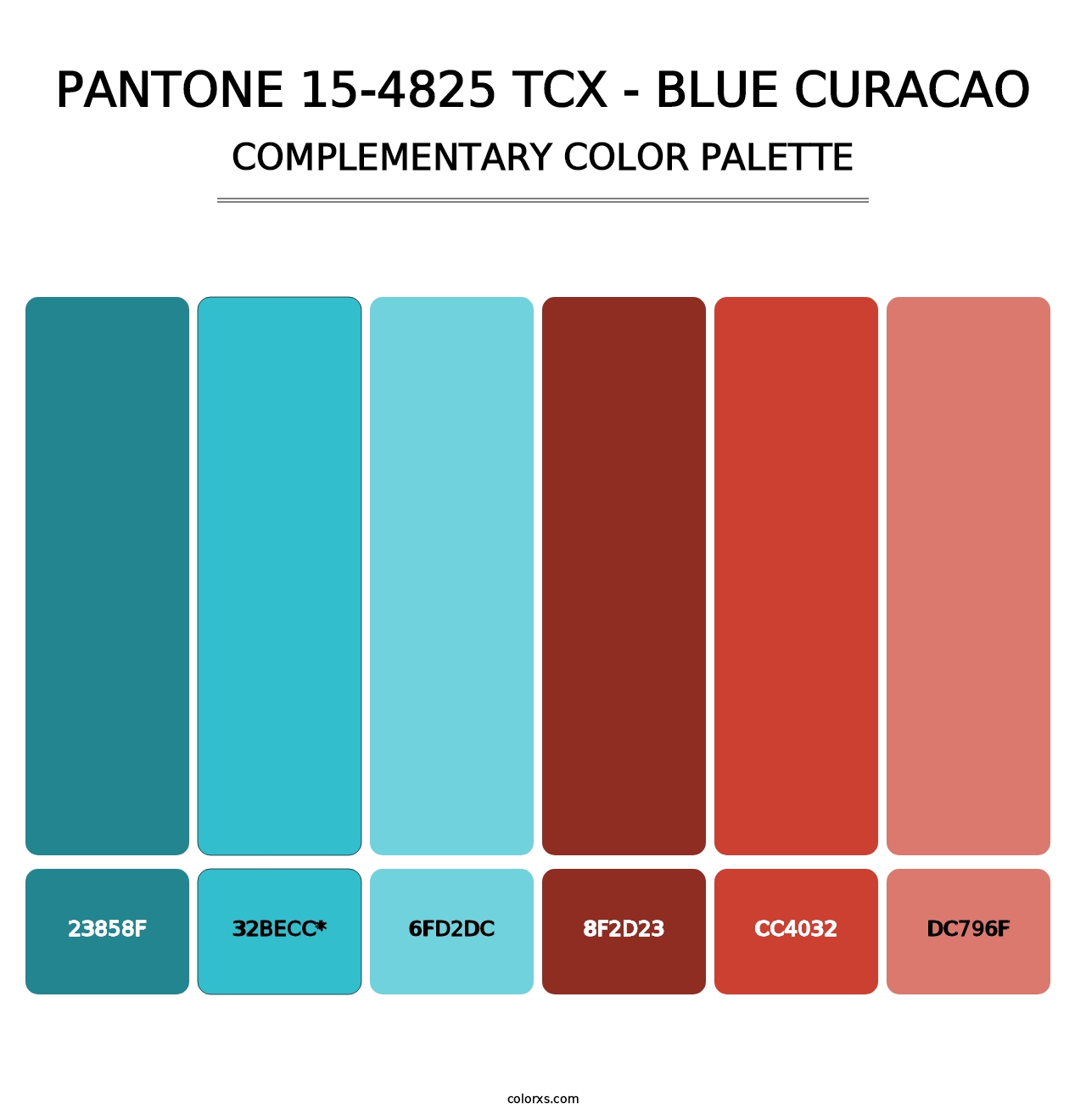 PANTONE 15-4825 TCX - Blue Curacao - Complementary Color Palette