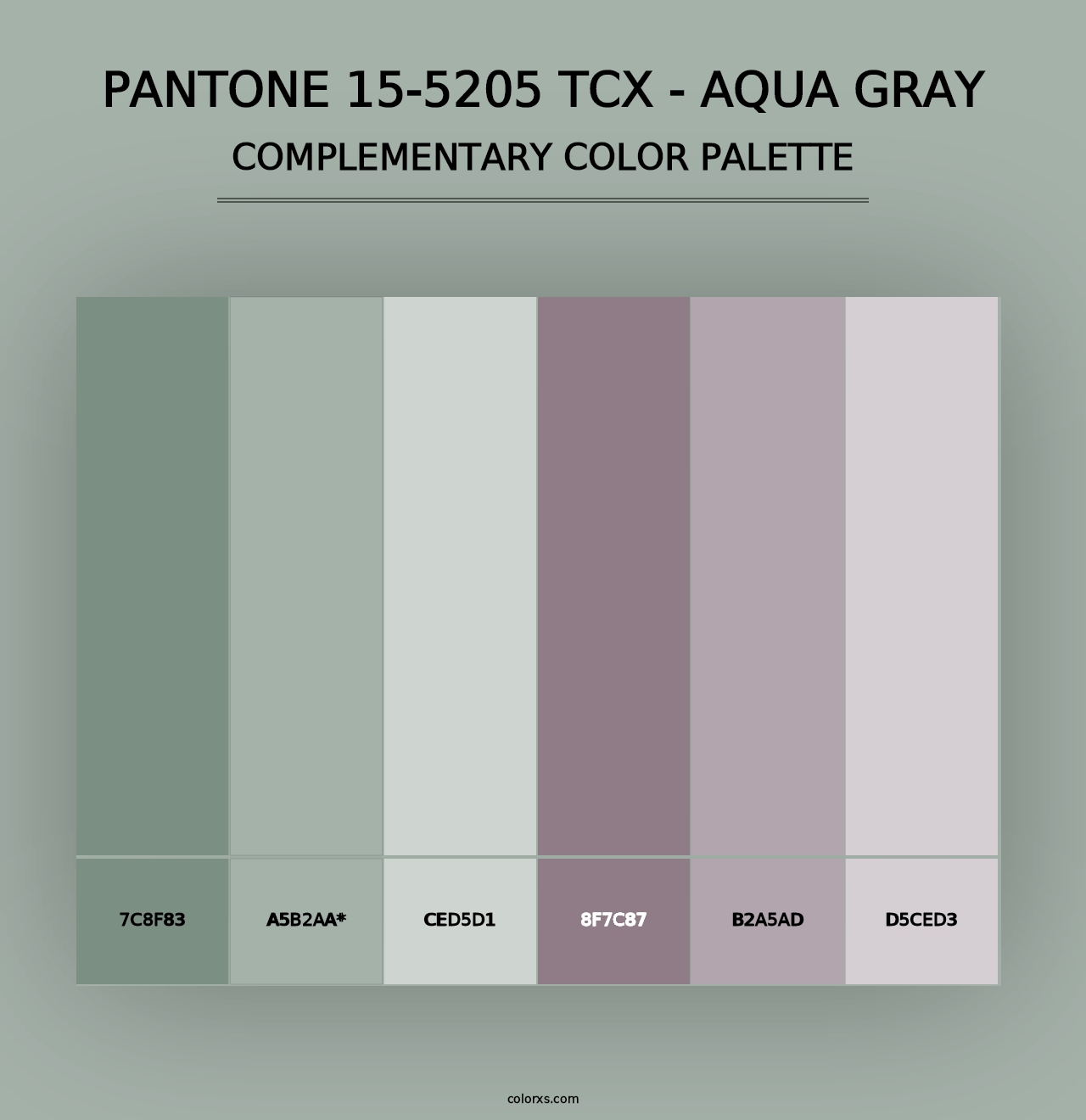 PANTONE 15-5205 TCX - Aqua Gray - Complementary Color Palette