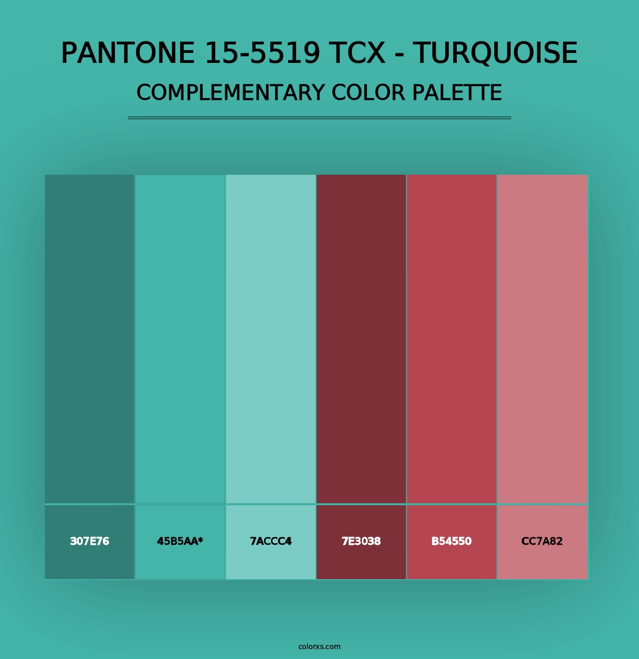 PANTONE 15-5519 TCX - Turquoise - Complementary Color Palette