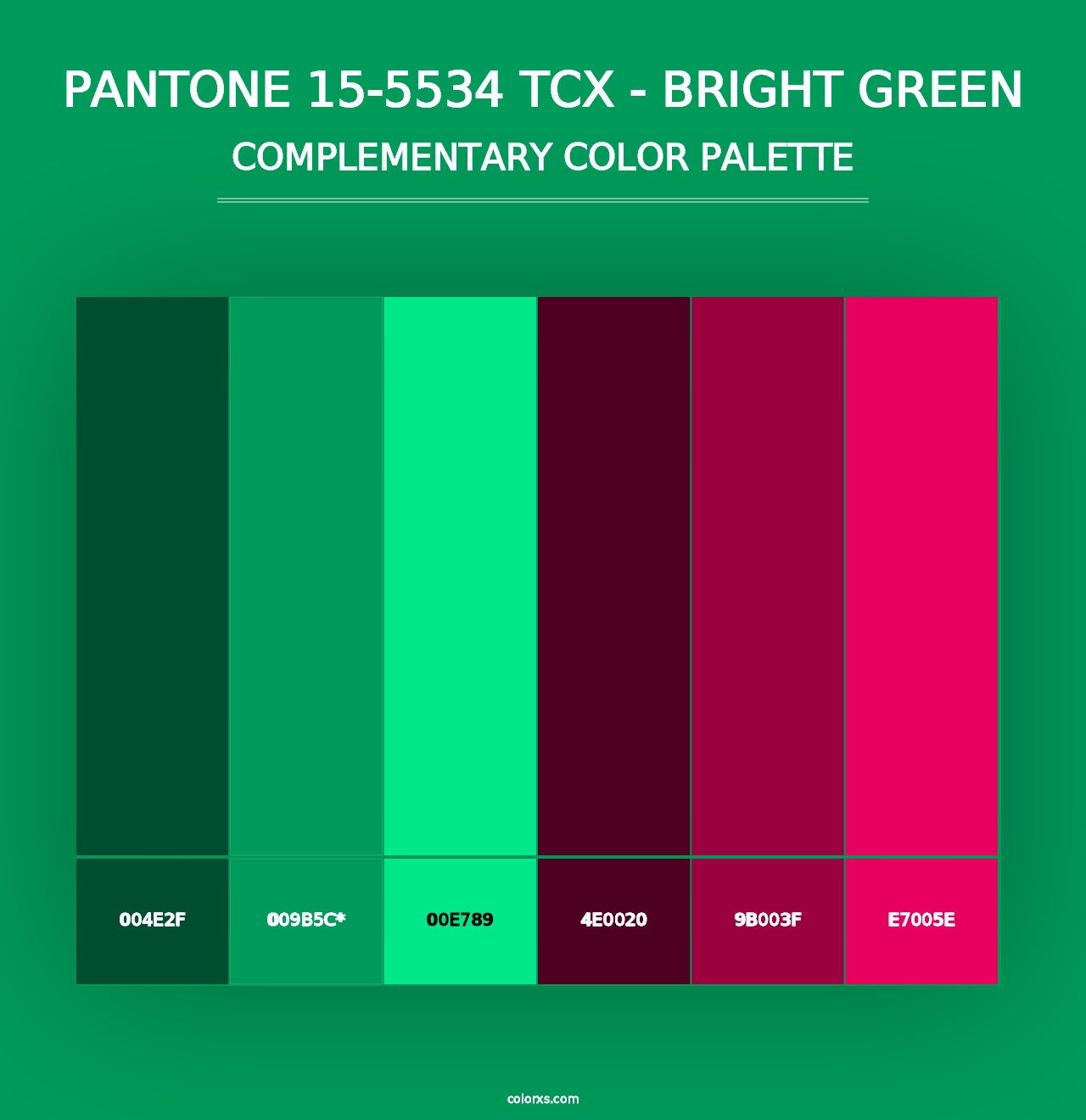 PANTONE 15-5534 TCX - Bright Green - Complementary Color Palette