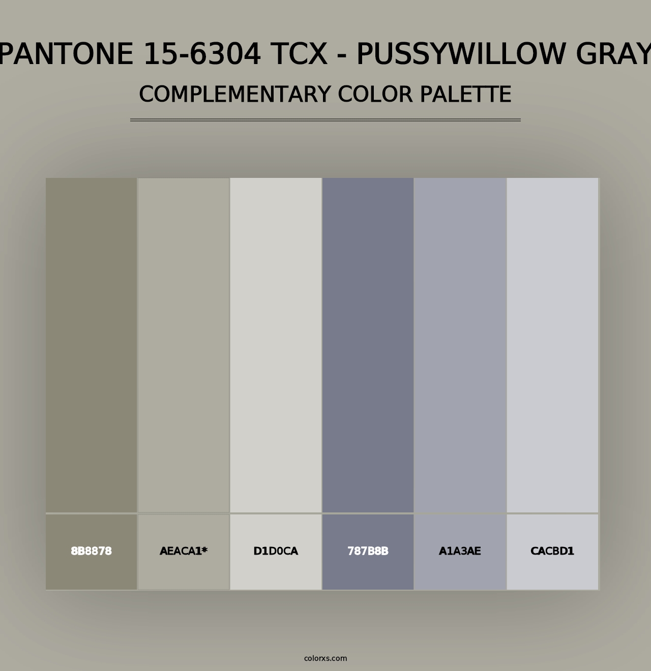 PANTONE 15-6304 TCX - Pussywillow Gray - Complementary Color Palette