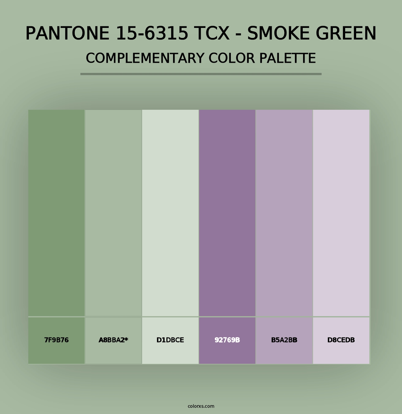 PANTONE 15-6315 TCX - Smoke Green - Complementary Color Palette