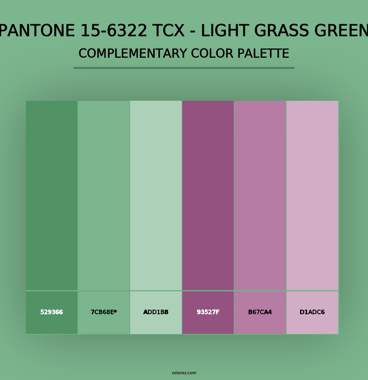 PANTONE 15-6322 TCX - Light Grass Green - Complementary Color Palette