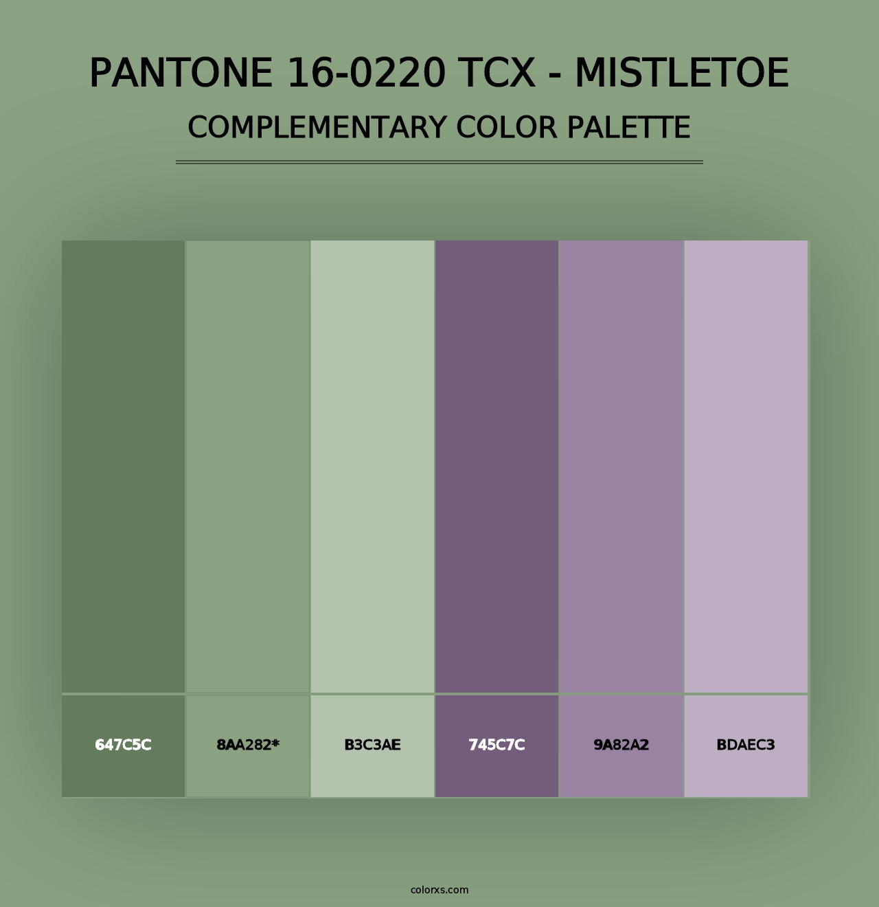 PANTONE 16-0220 TCX - Mistletoe - Complementary Color Palette