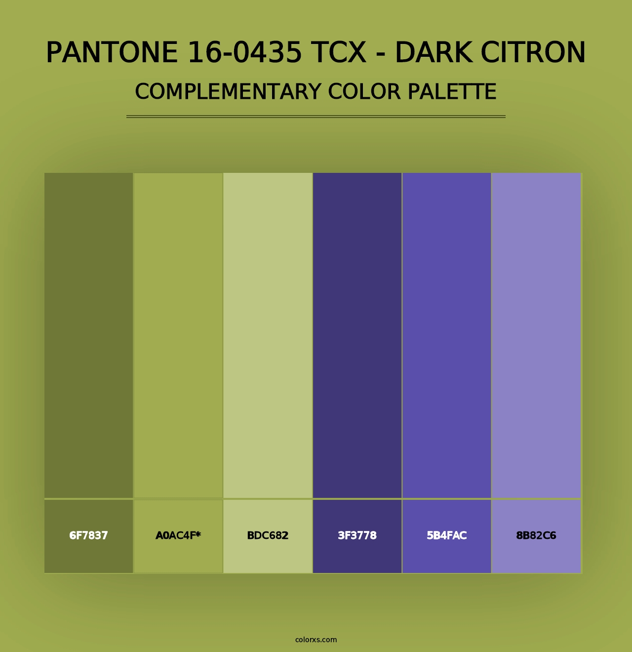 PANTONE 16-0435 TCX - Dark Citron - Complementary Color Palette