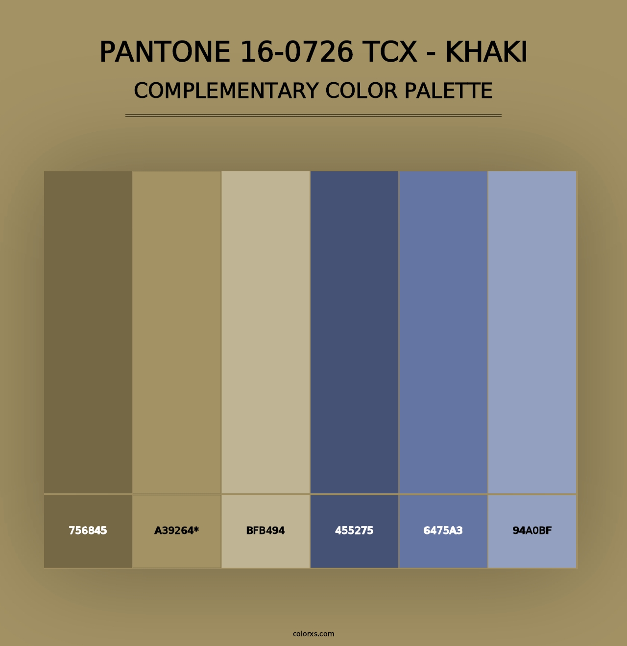 PANTONE 16-0726 TCX - Khaki - Complementary Color Palette