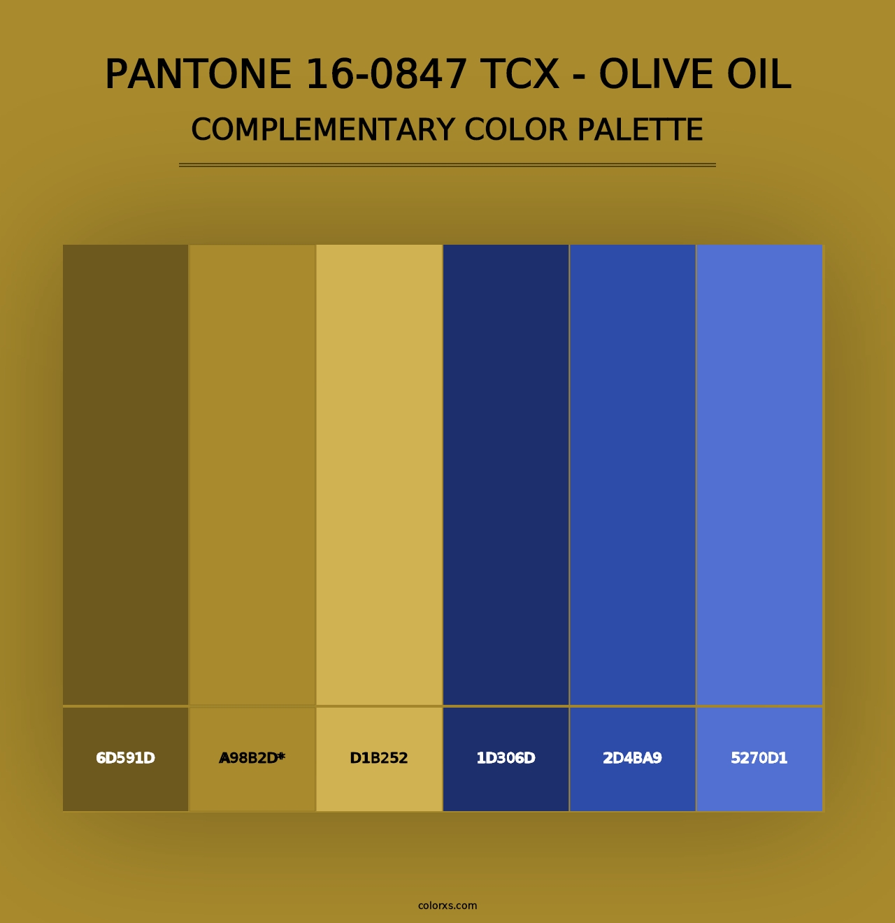 PANTONE 16-0847 TCX - Olive Oil - Complementary Color Palette