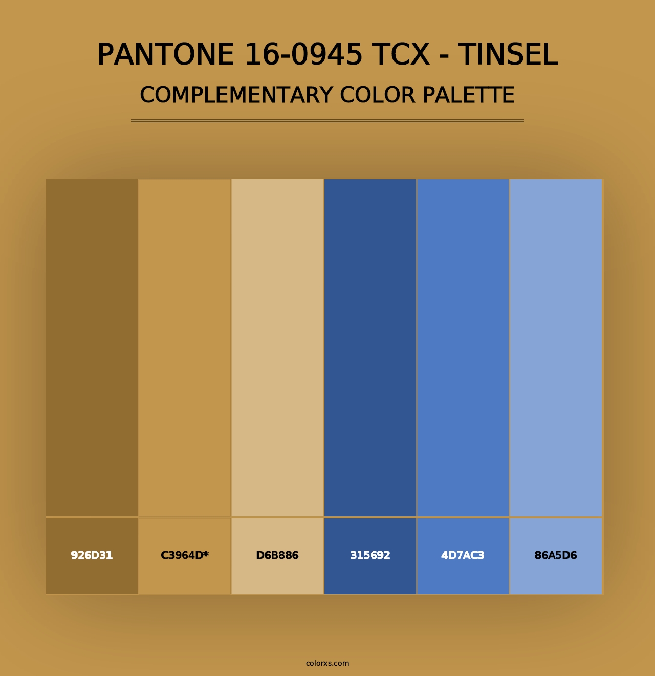 PANTONE 16-0945 TCX - Tinsel - Complementary Color Palette