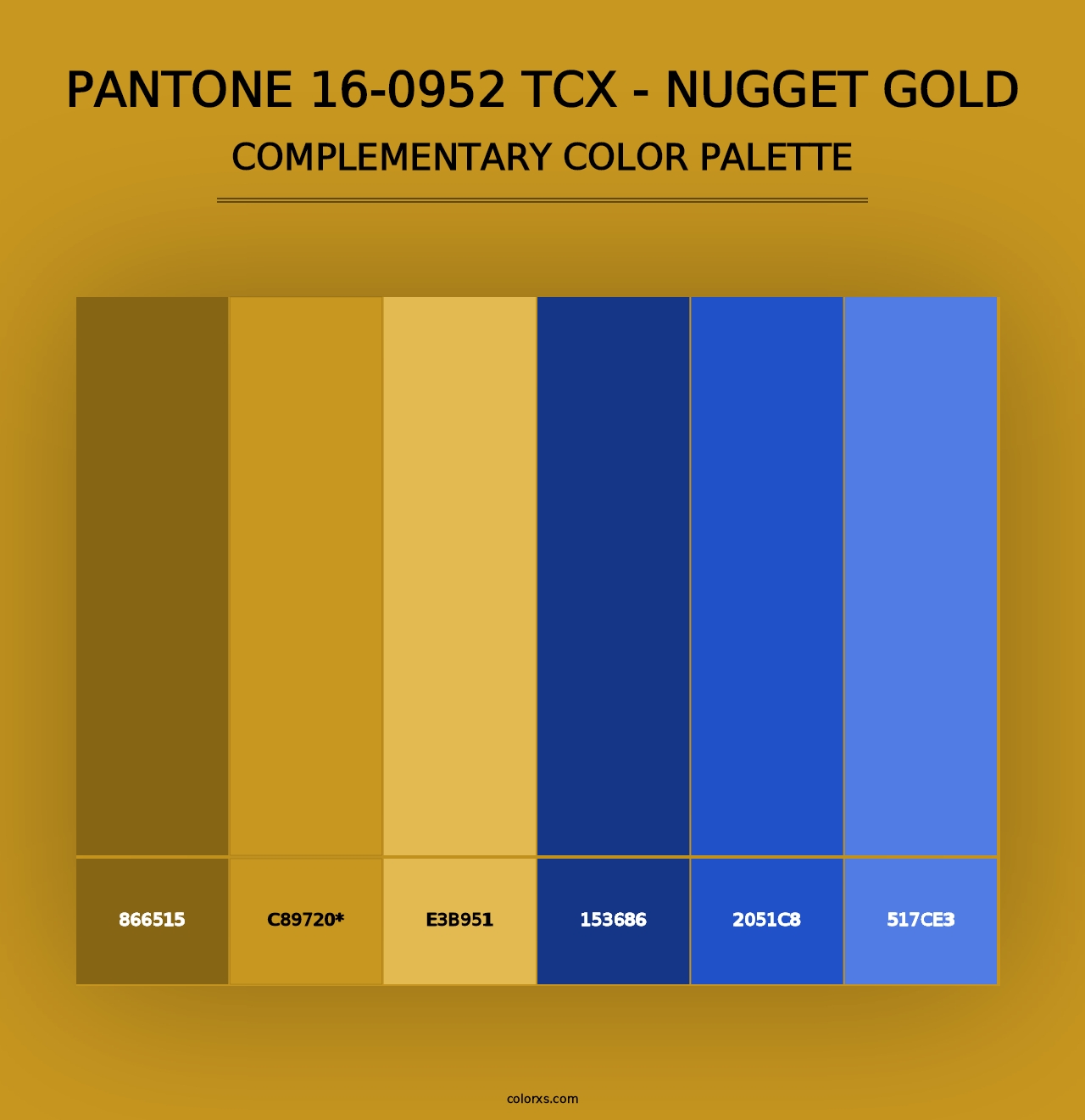 PANTONE 16-0952 TCX - Nugget Gold - Complementary Color Palette