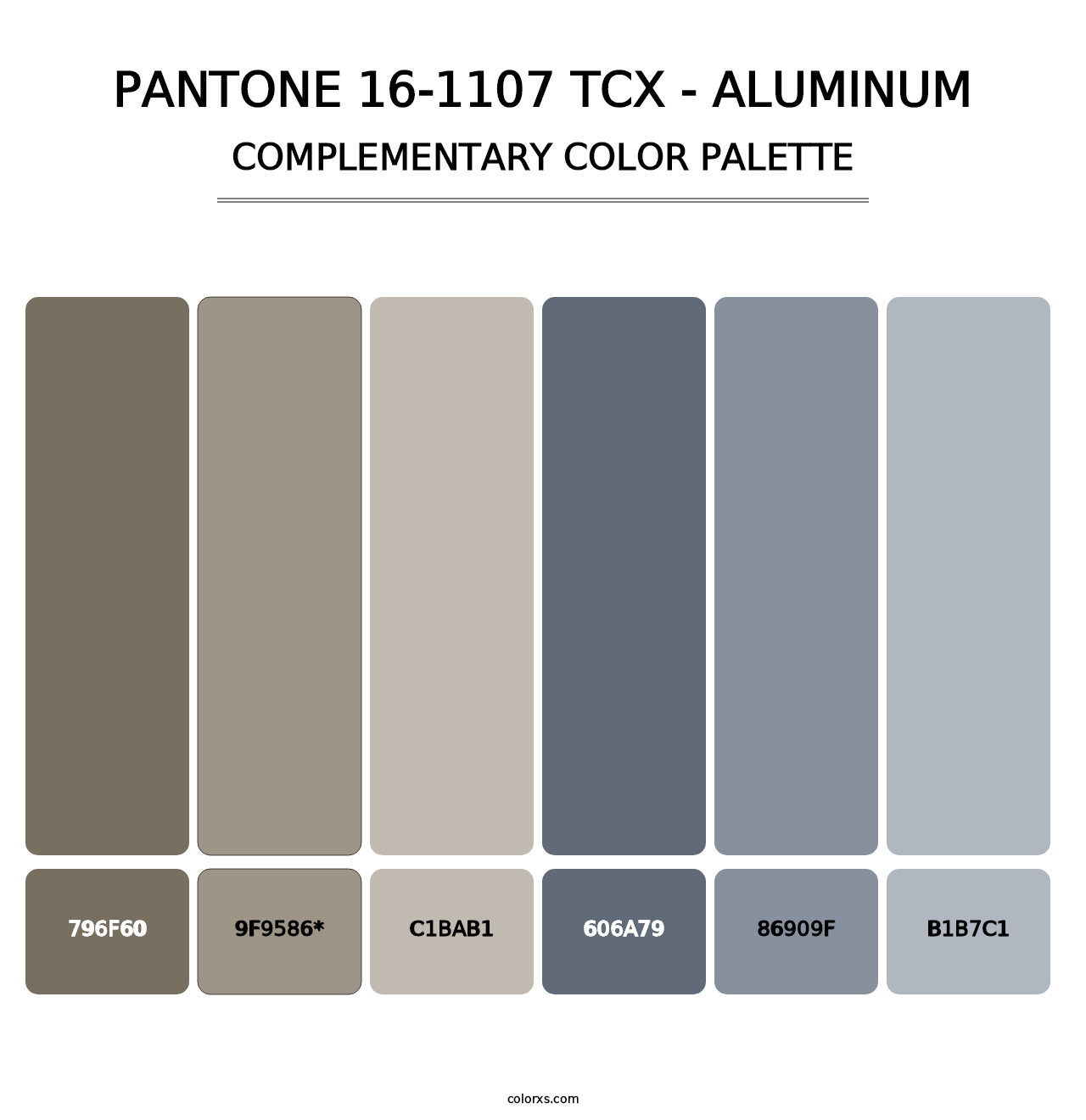 PANTONE 16-1107 TCX - Aluminum - Complementary Color Palette