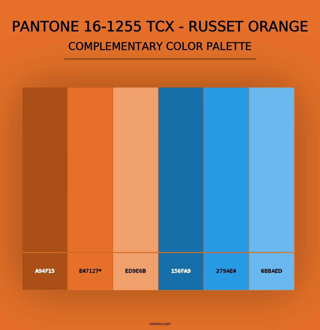 PANTONE 16-1255 TCX - Russet Orange - Complementary Color Palette