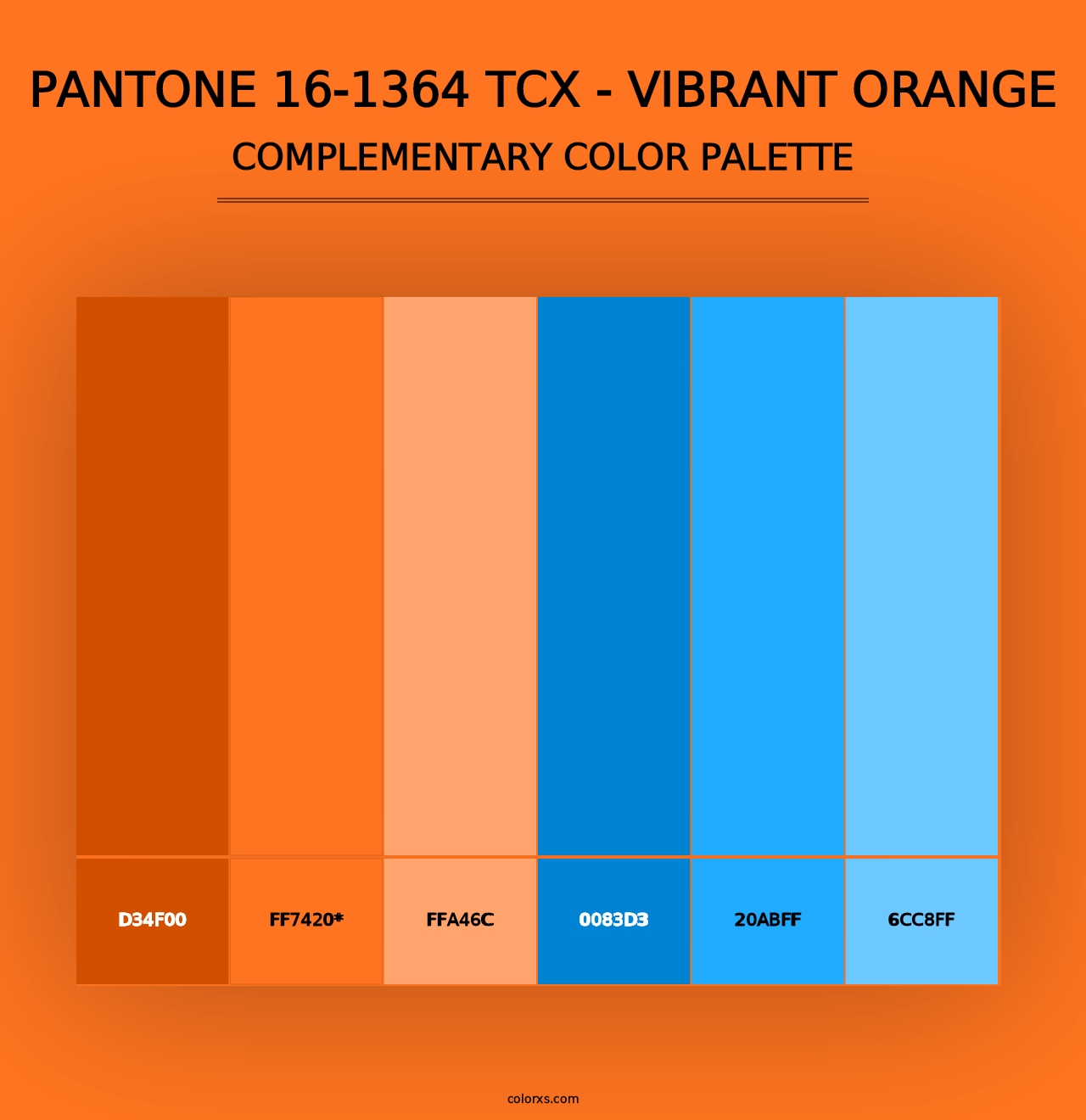 PANTONE 16-1364 TCX - Vibrant Orange - Complementary Color Palette