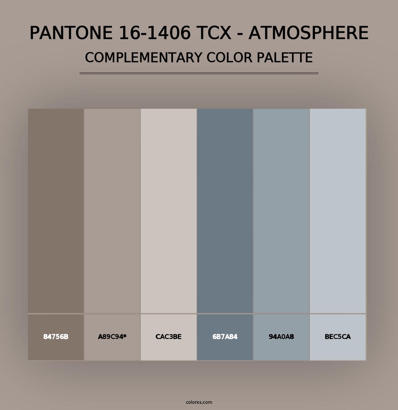 PANTONE 16-1406 TCX - Atmosphere - Complementary Color Palette