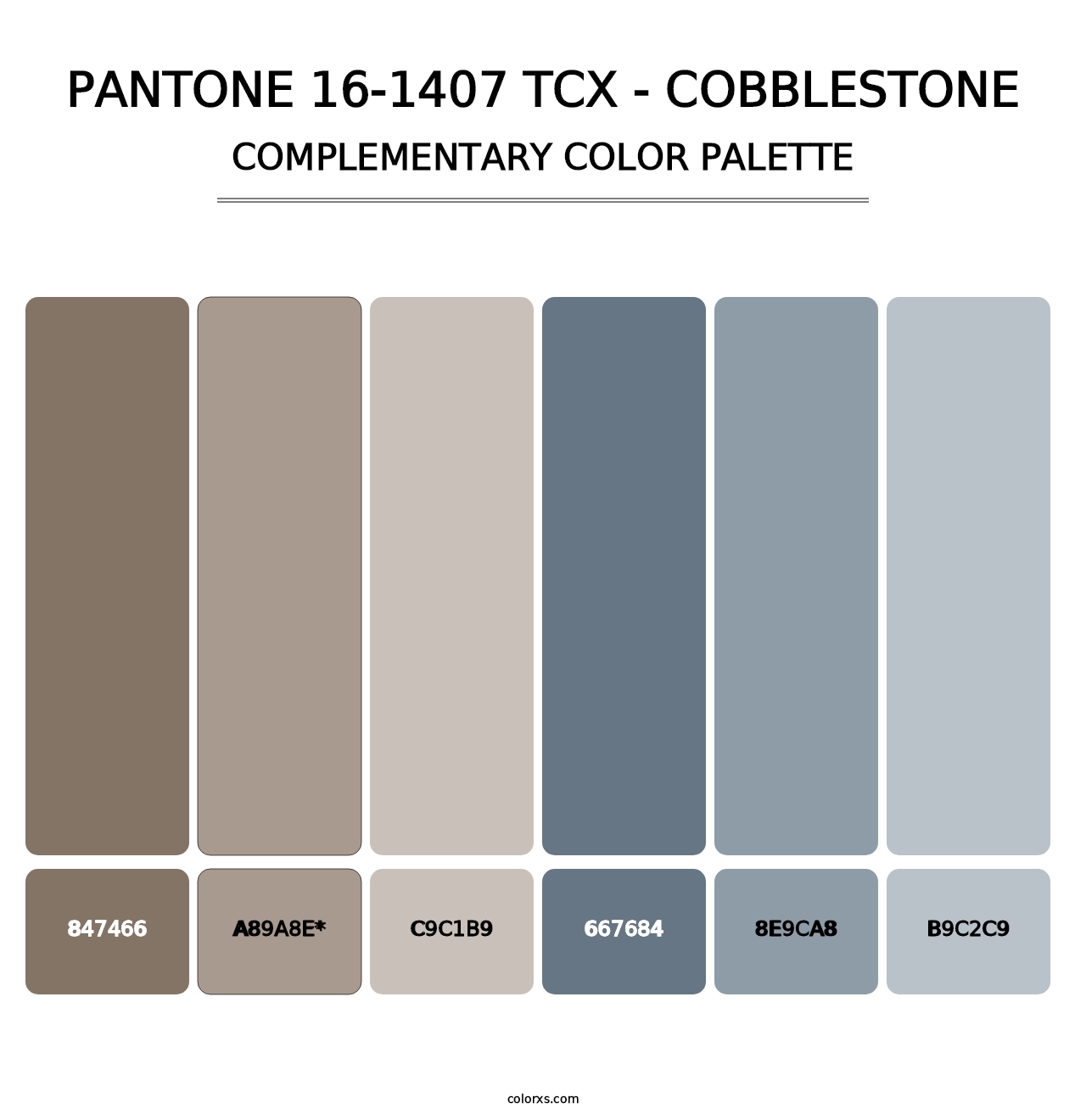 PANTONE 16-1407 TCX - Cobblestone - Complementary Color Palette