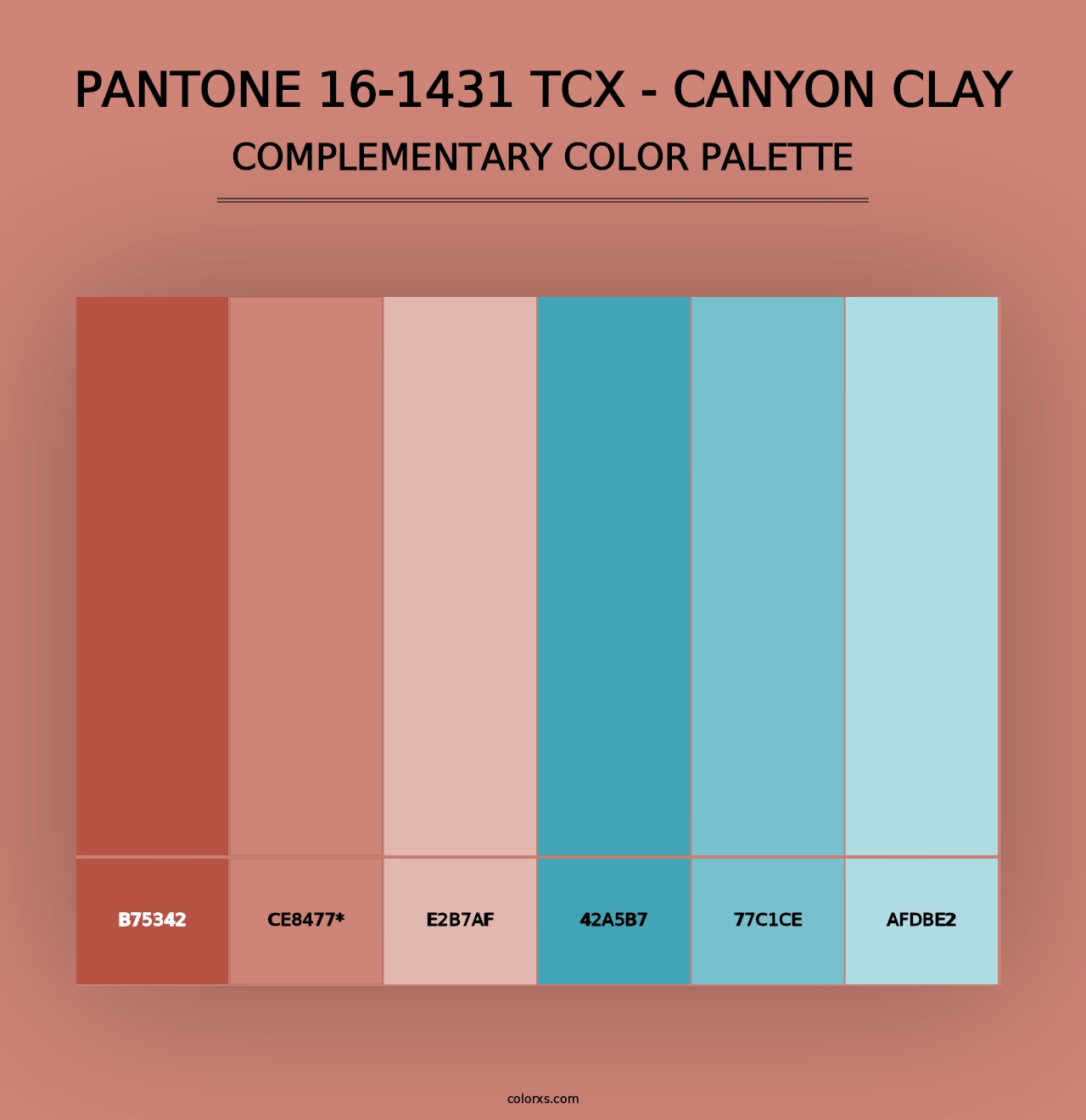 PANTONE 16-1431 TCX - Canyon Clay - Complementary Color Palette