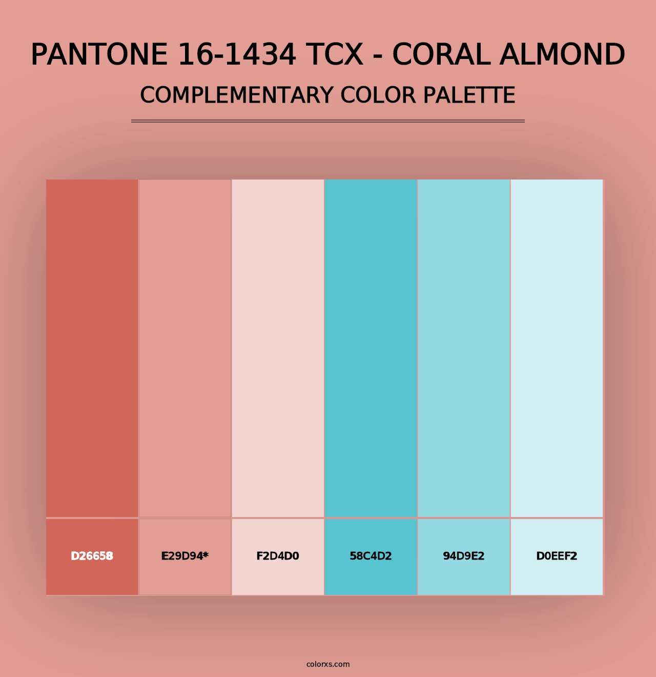 PANTONE 16-1434 TCX - Coral Almond - Complementary Color Palette