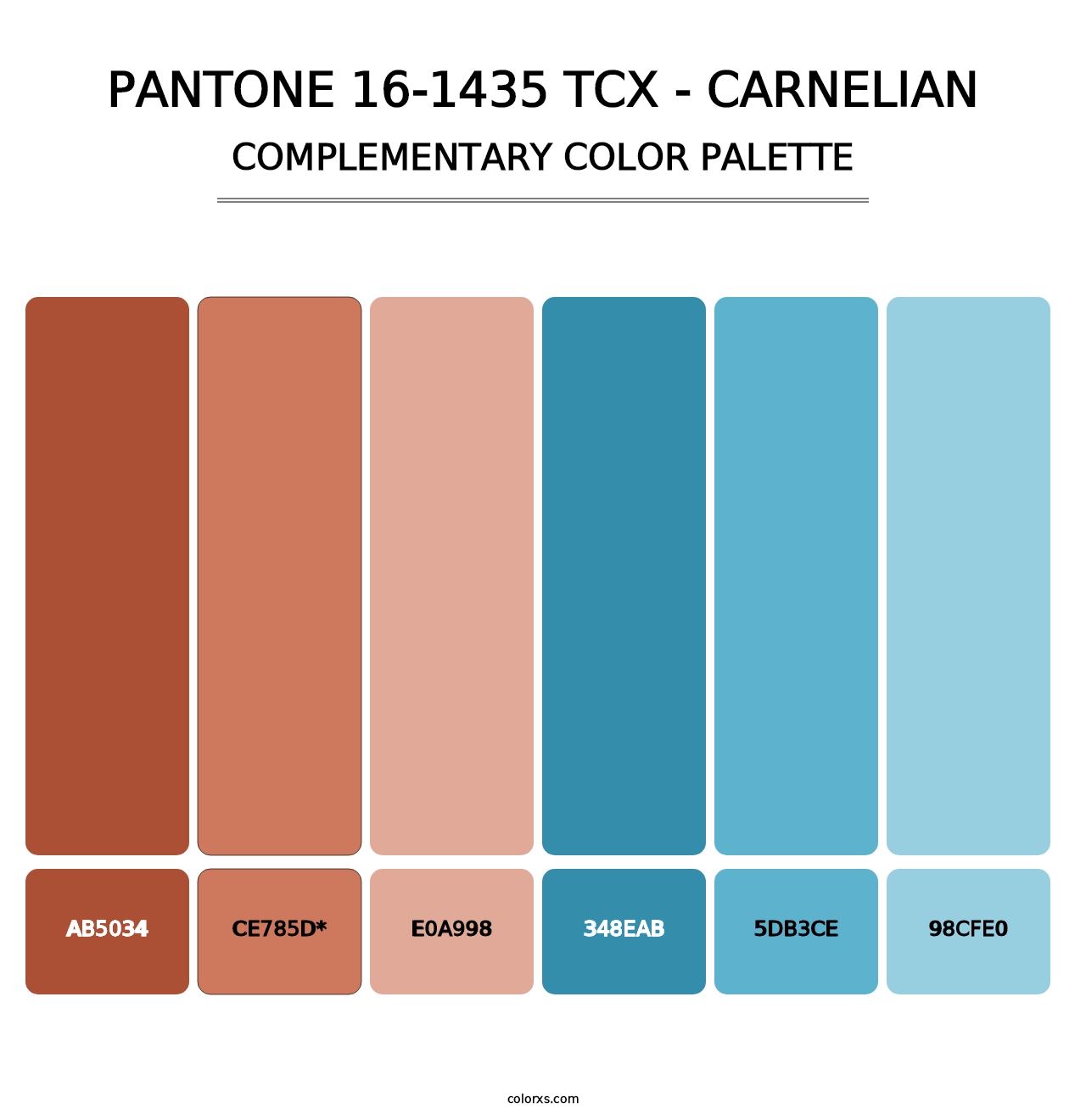 PANTONE 16-1435 TCX - Carnelian - Complementary Color Palette