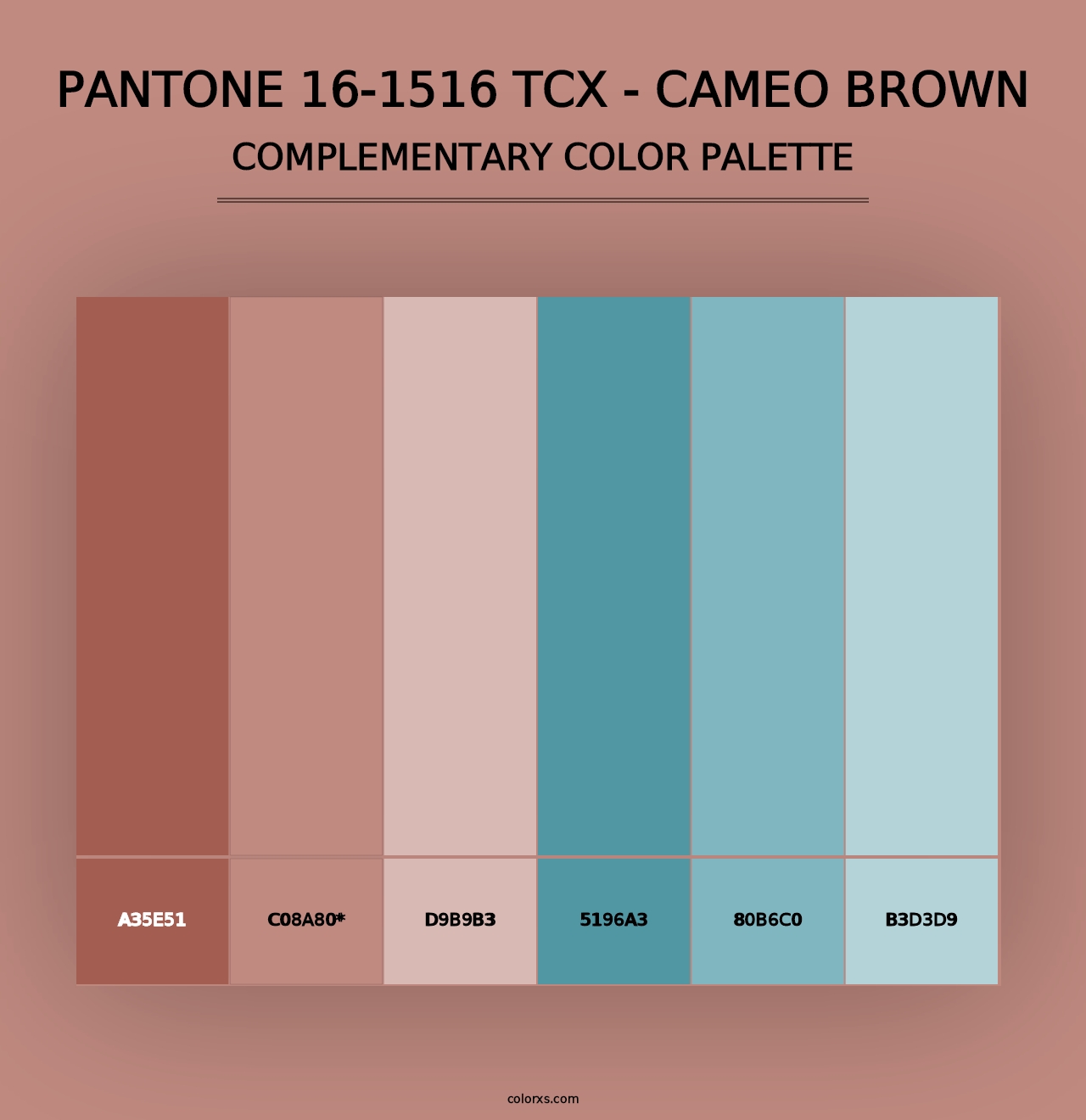 PANTONE 16-1516 TCX - Cameo Brown - Complementary Color Palette