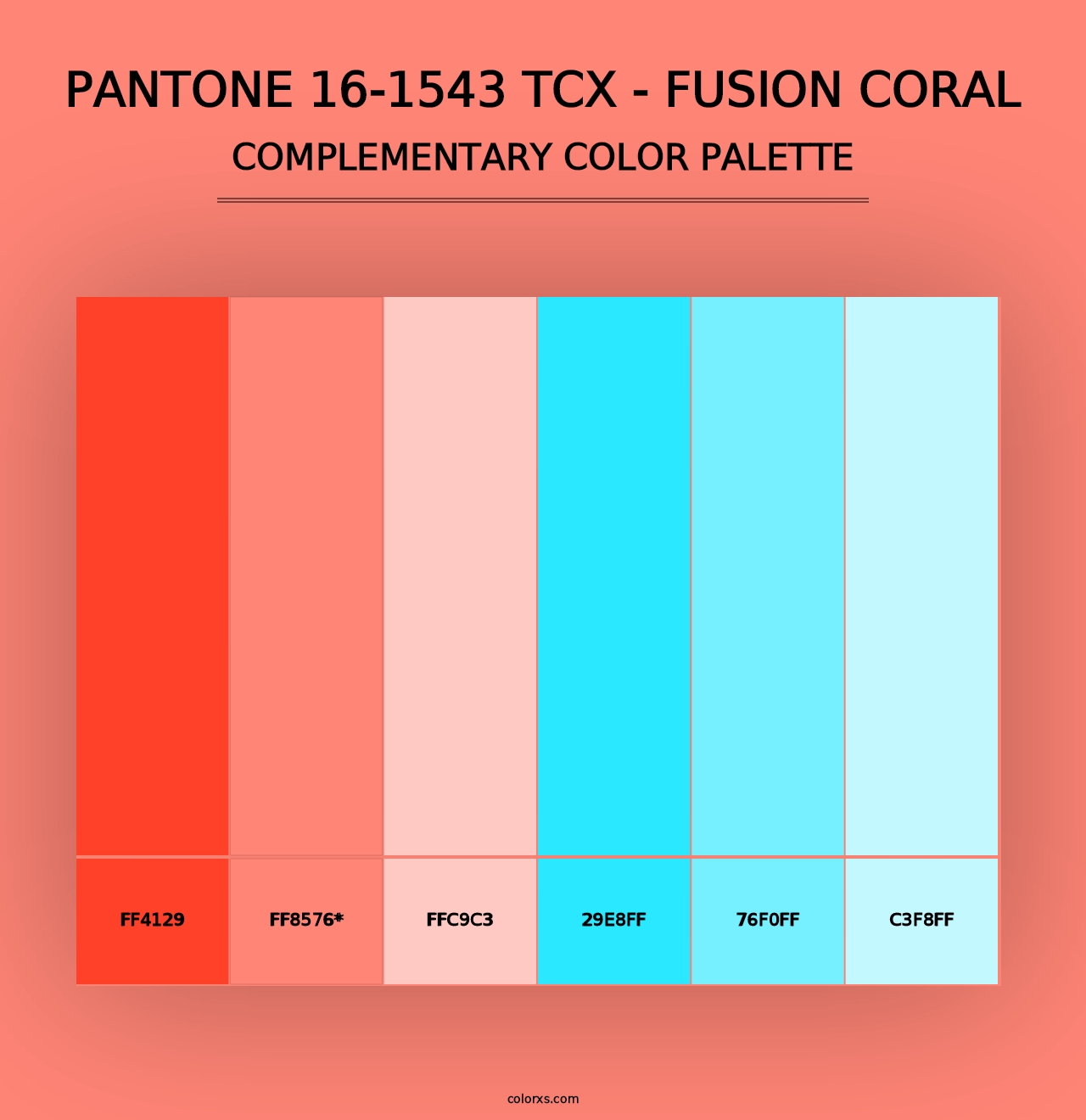 PANTONE 16-1543 TCX - Fusion Coral - Complementary Color Palette