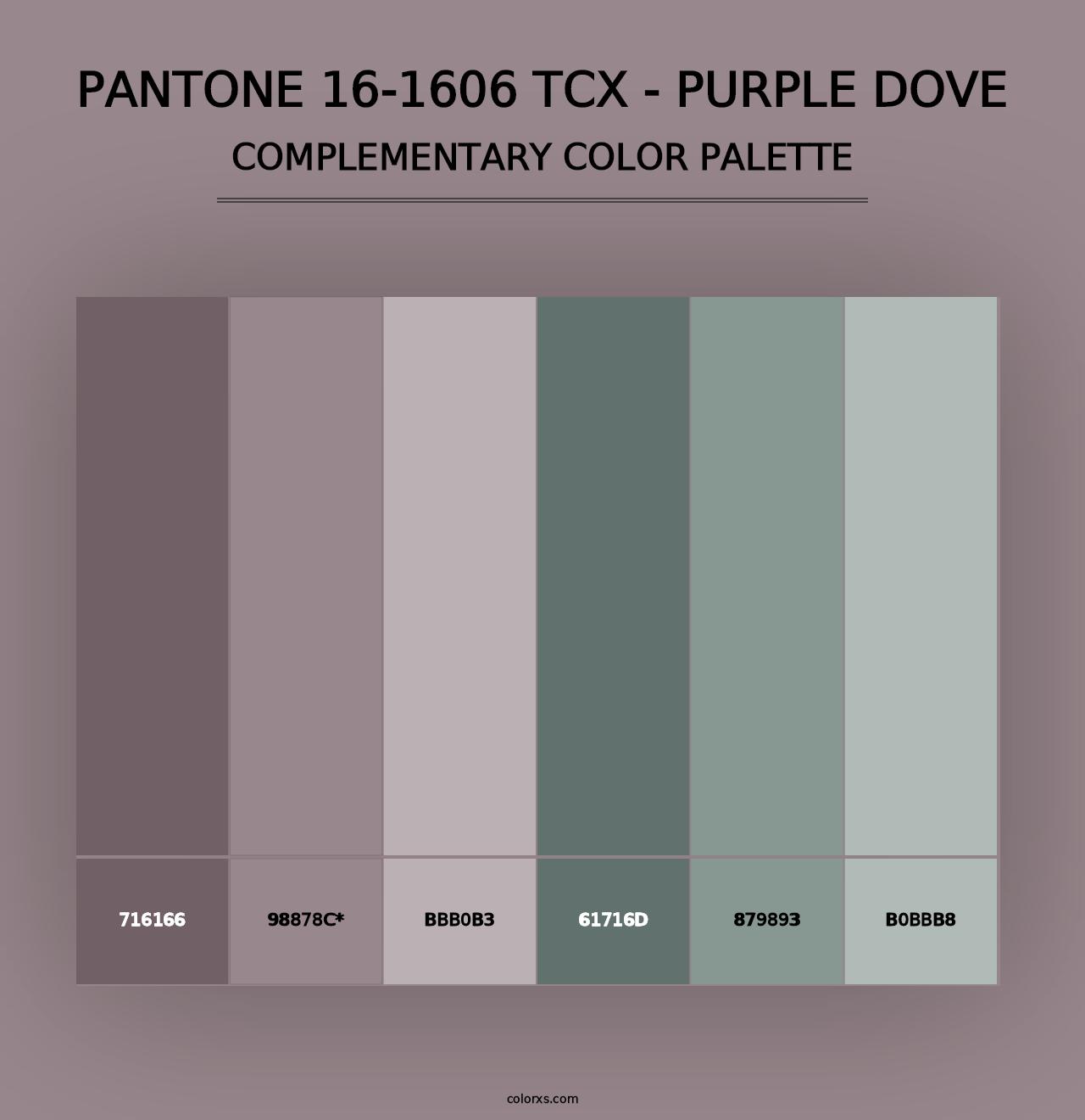 PANTONE 16-1606 TCX - Purple Dove - Complementary Color Palette