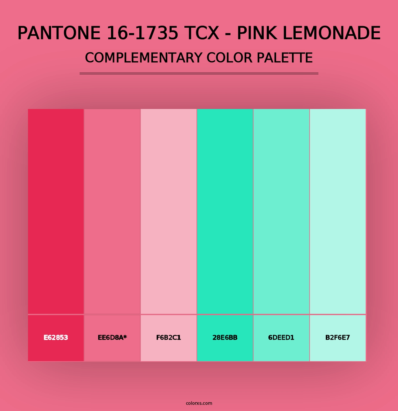 PANTONE 16-1735 TCX - Pink Lemonade - Complementary Color Palette