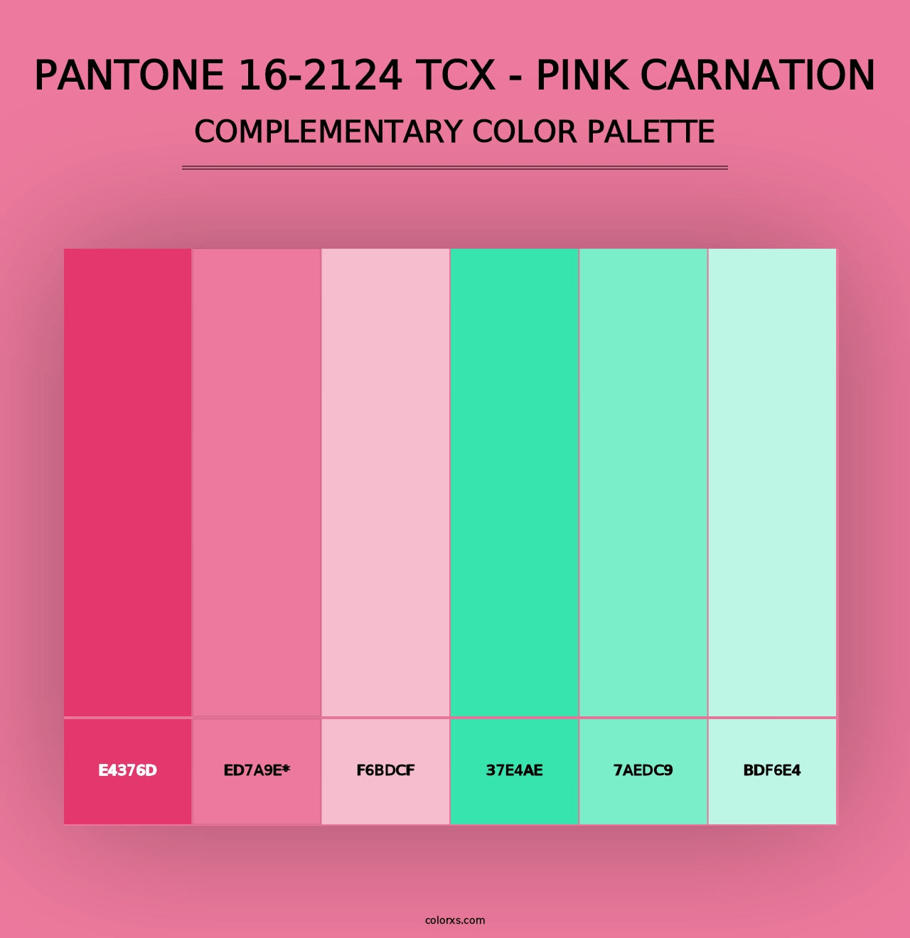 PANTONE 16-2124 TCX - Pink Carnation - Complementary Color Palette