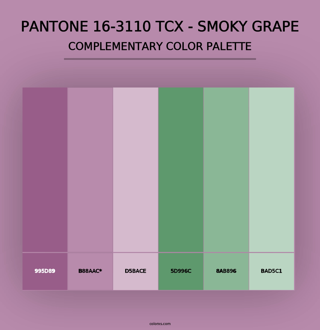 PANTONE 16-3110 TCX - Smoky Grape - Complementary Color Palette