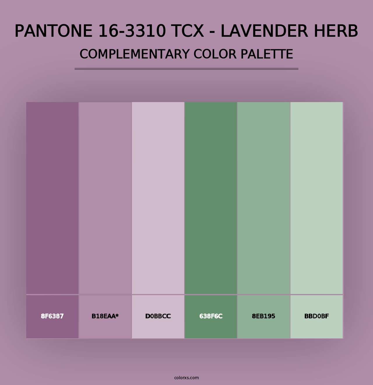 PANTONE 16-3310 TCX - Lavender Herb - Complementary Color Palette