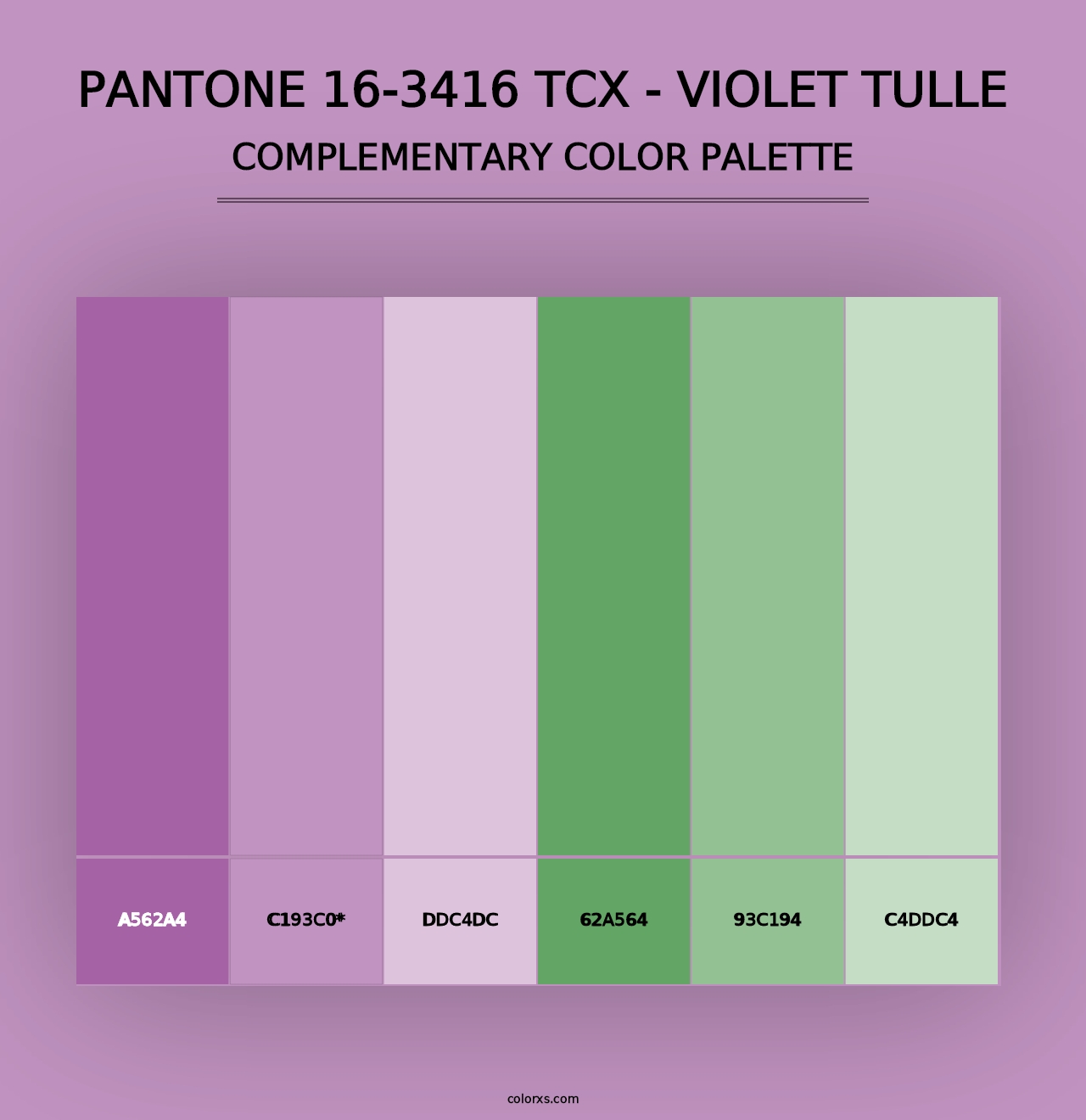 PANTONE 16-3416 TCX - Violet Tulle - Complementary Color Palette